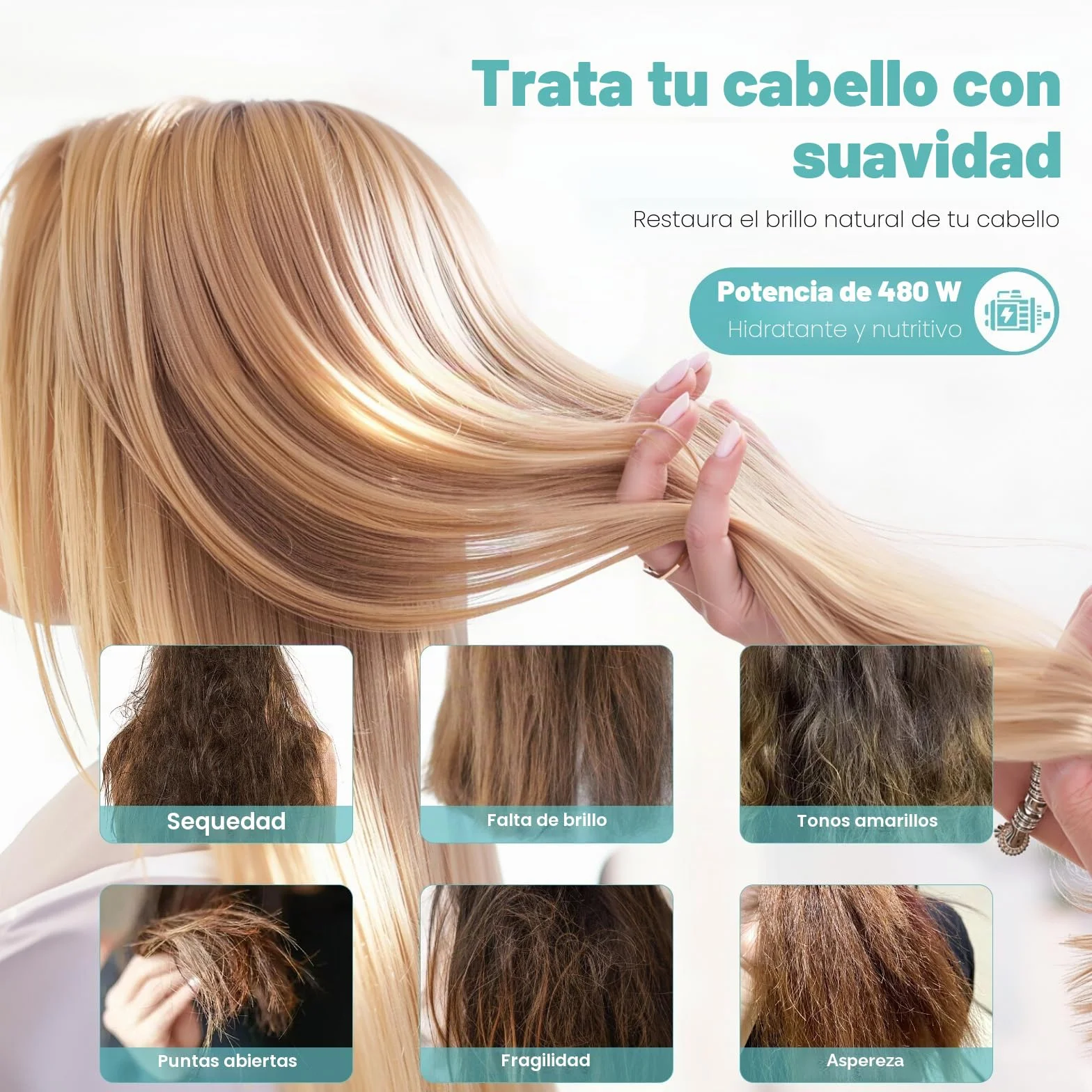 Máquina de ozono para cuidado del cabello 3 en 1 480W profesional salón vapor hidratante