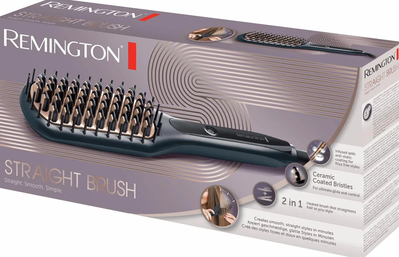Remington Cepillo Alisador Straight Brush Cerámica Avanzada Anti-estática 3 Temperaturas 230°C CB7400