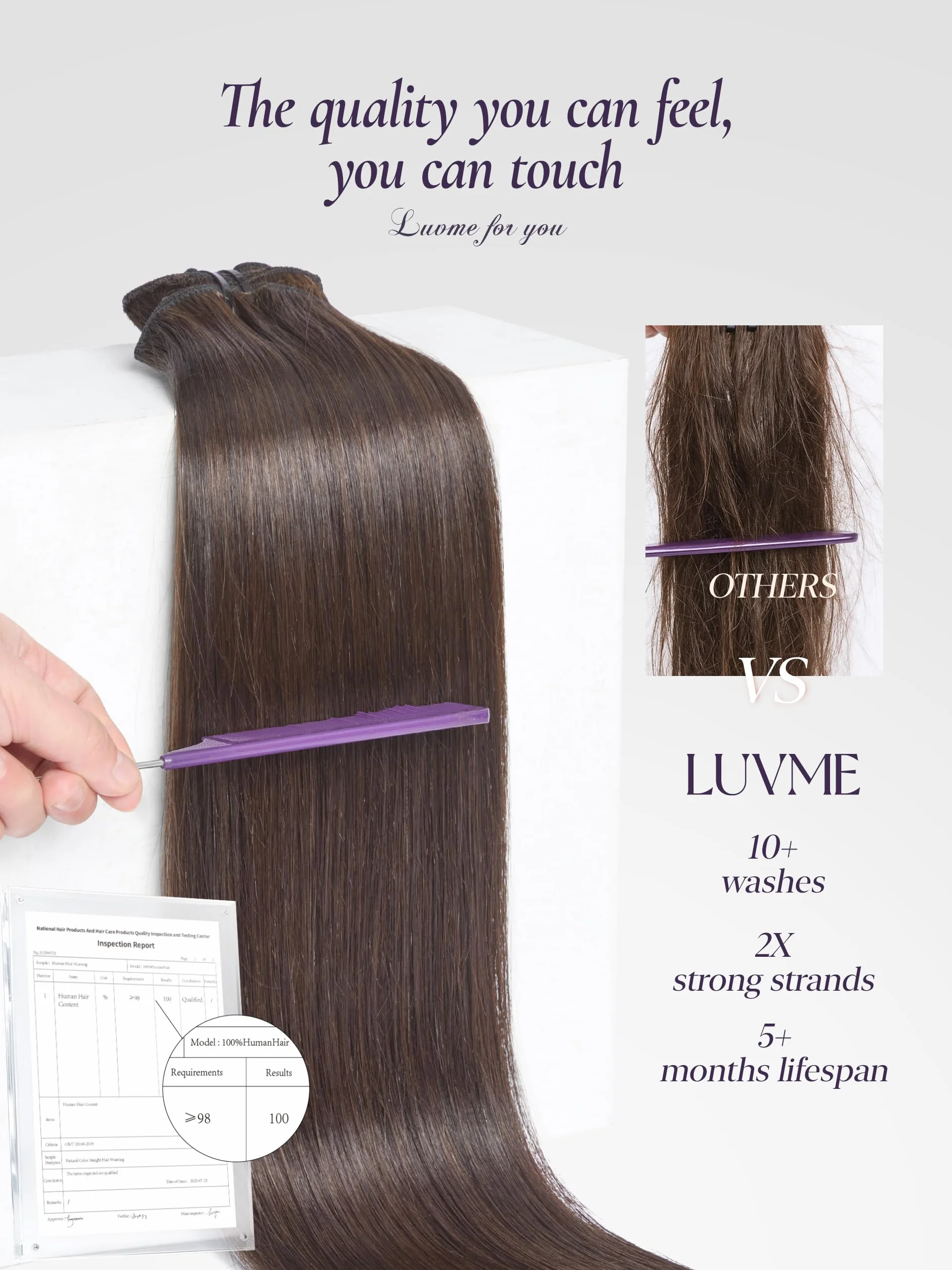 LUVME Extensiones de cabello humano hechas a mano con clip, 18 pulgadas, 120 g, 7 unidades, color marrón moca, lacio, doble trama, sin costuras, para una cobertura completa