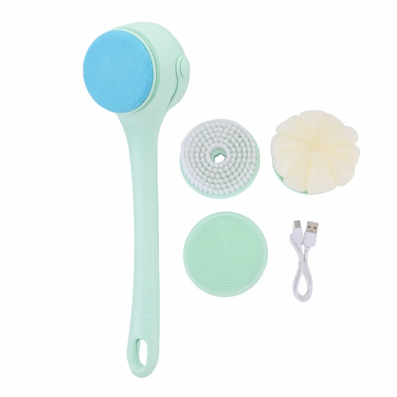 Srliya Potente Exfoliante Corporal Eléctrico con Batería Recargable para una Experiencia de Baño Eficiente (Verde)