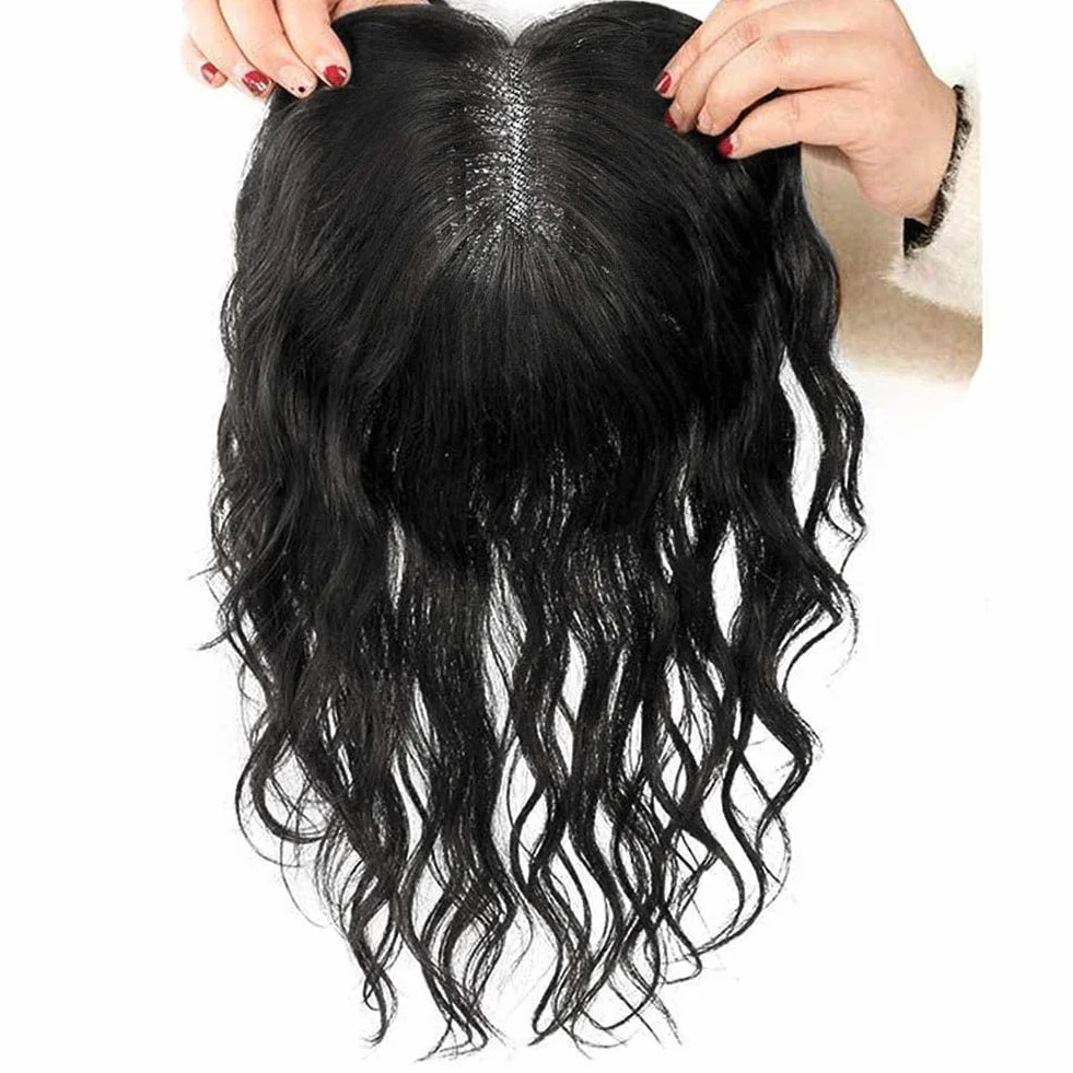 Postizo de cabello humano ondulado atado a mano en forma de U de 3.5x5.5", cobertura capilar para mujeres con cabello fino, postizo de reemplazo con clip de 16", extensiones de cabello humano rizado