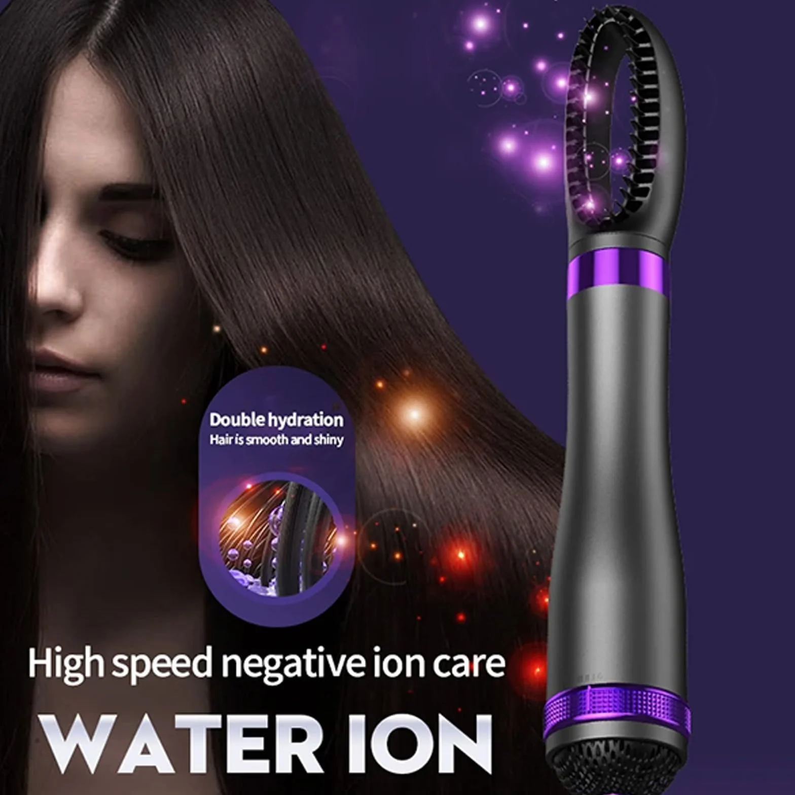 Cepillo de Aire Caliente Air Styler Set, Moldeador de Pelo con Tecnología Ion, 3 Temperaturas, 5 Cabezales, Negro