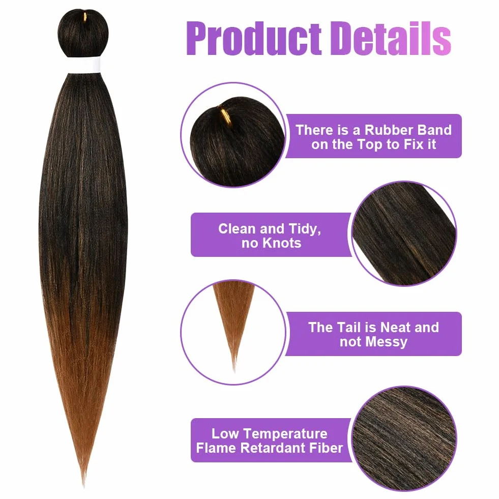 Aomig Extensiones para Trenzas, 2 * 25" Pelo Sintético Trenzas Africanas, Braiding Twist Crochet Hair Postizas, Marrón Ocre