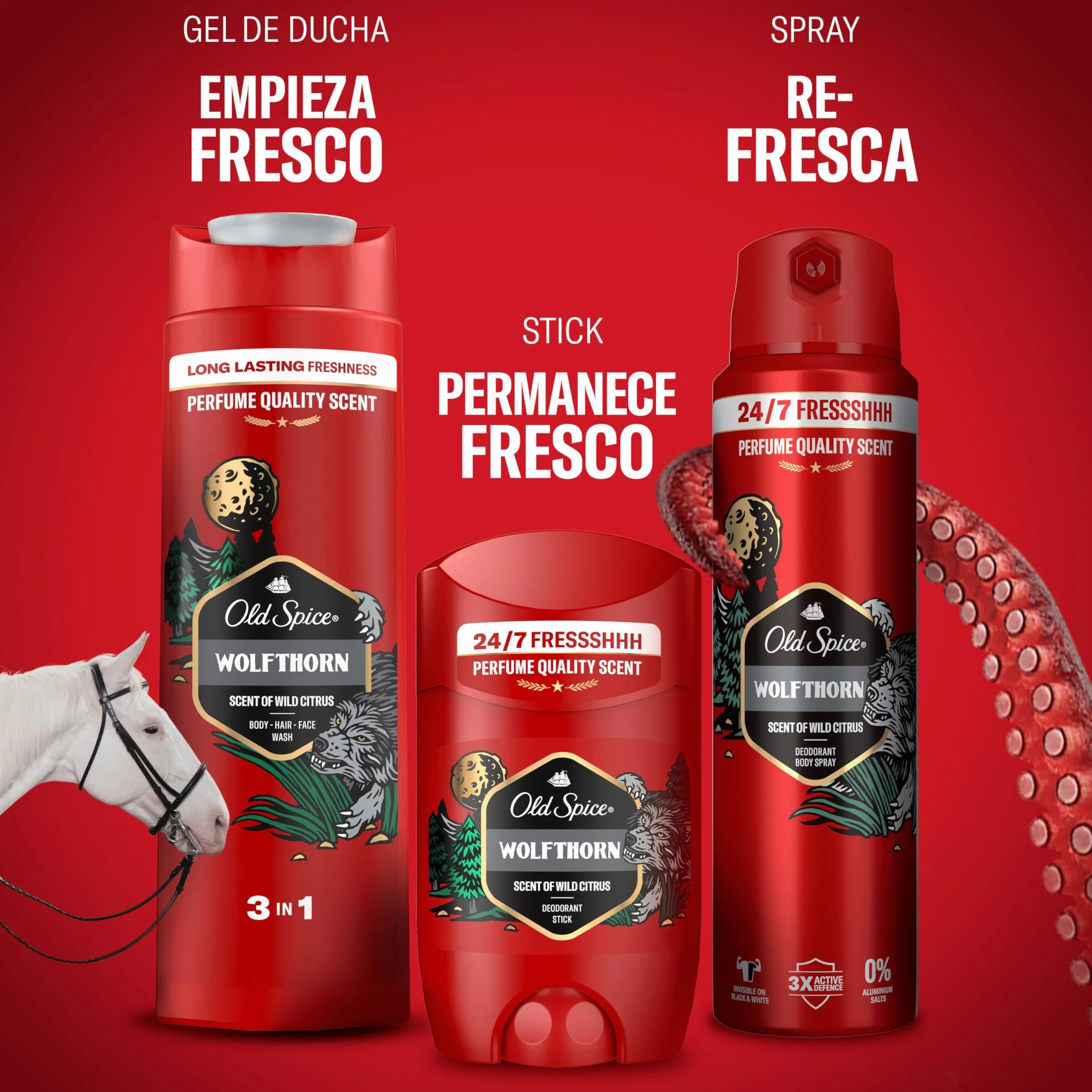 Old Spice Wolfthorn Desodorante En Barra Para Hombres 4x50 ml, Fresco 24 Horas