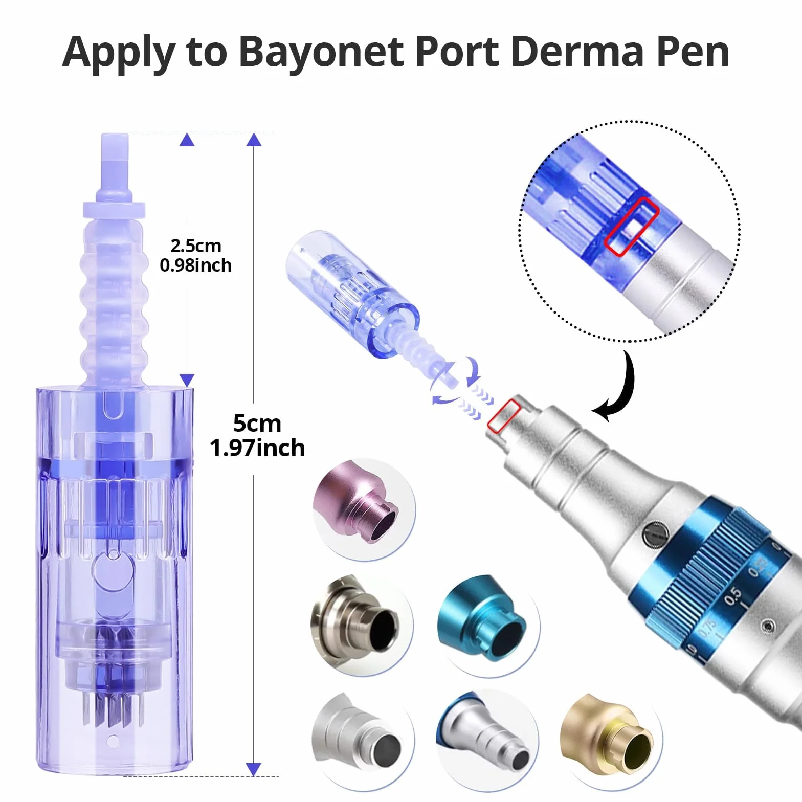 36 Pin Microneedling Dermapen Agujas de repuesto Puntas Ranura para cartucho, Bajonett Port, 10 piezas