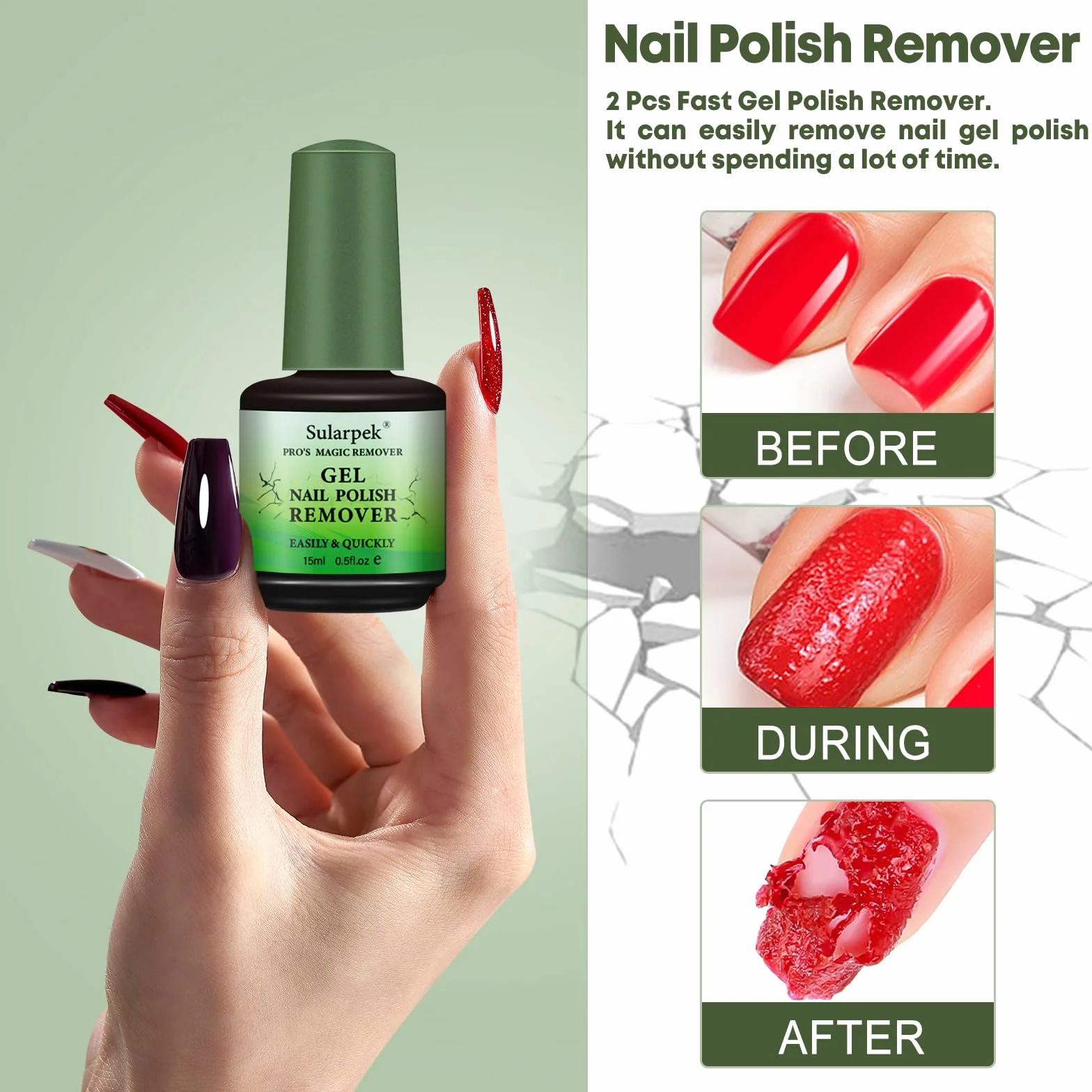 Sularpek Removedor Esmalte Permanente, Quita Esmalte Semipermanentes Uñas, Gel Nail Polish Remover Set