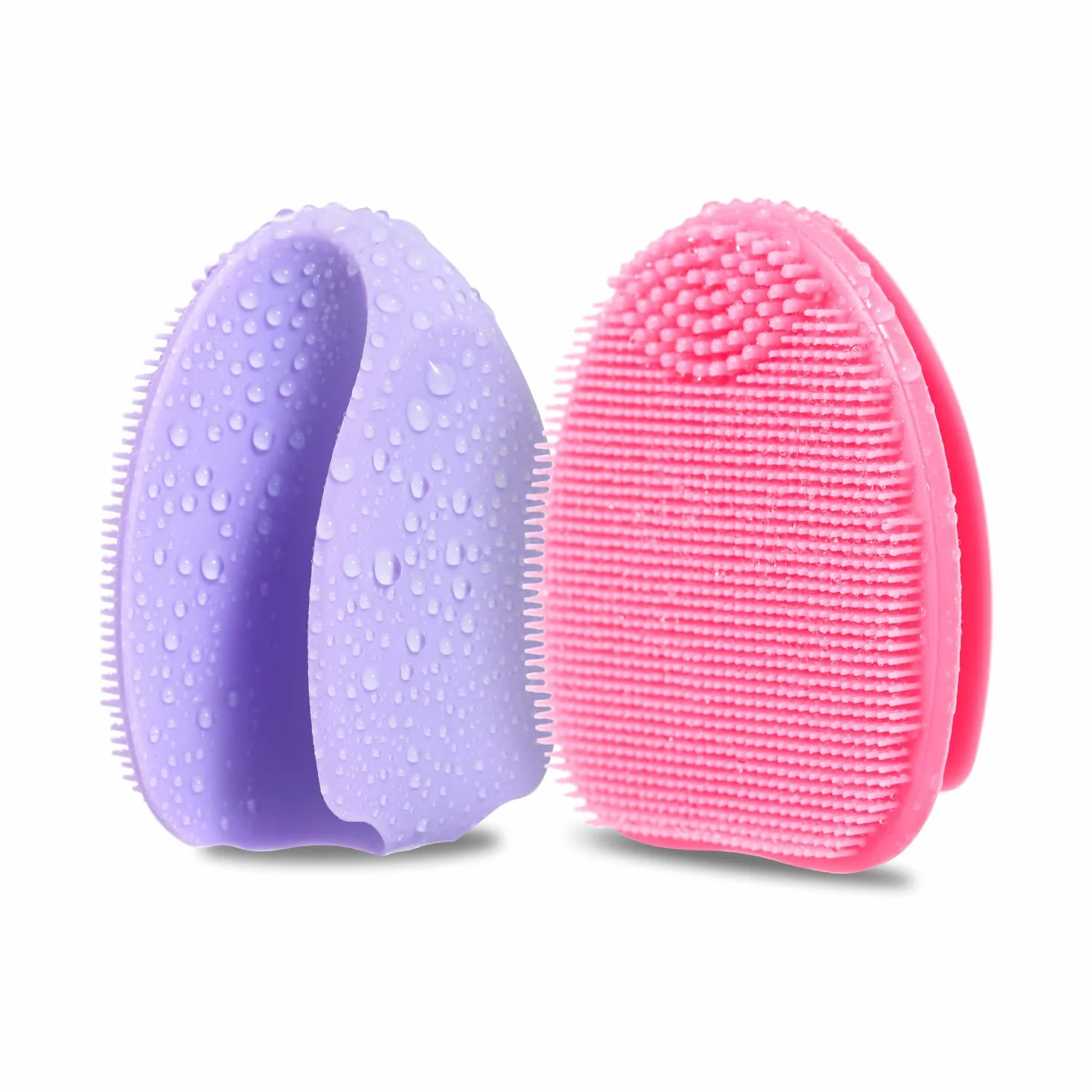 Limpiador facial de silicona, cepillo exfoliante manual (3rd-rosa+púrpura)
