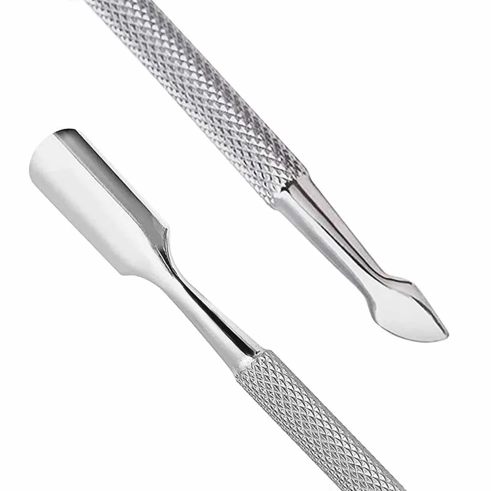 OcioDual Corta Cutículas de Acero Inoxidable Empujador y Raspador para Manicura y Pedicura