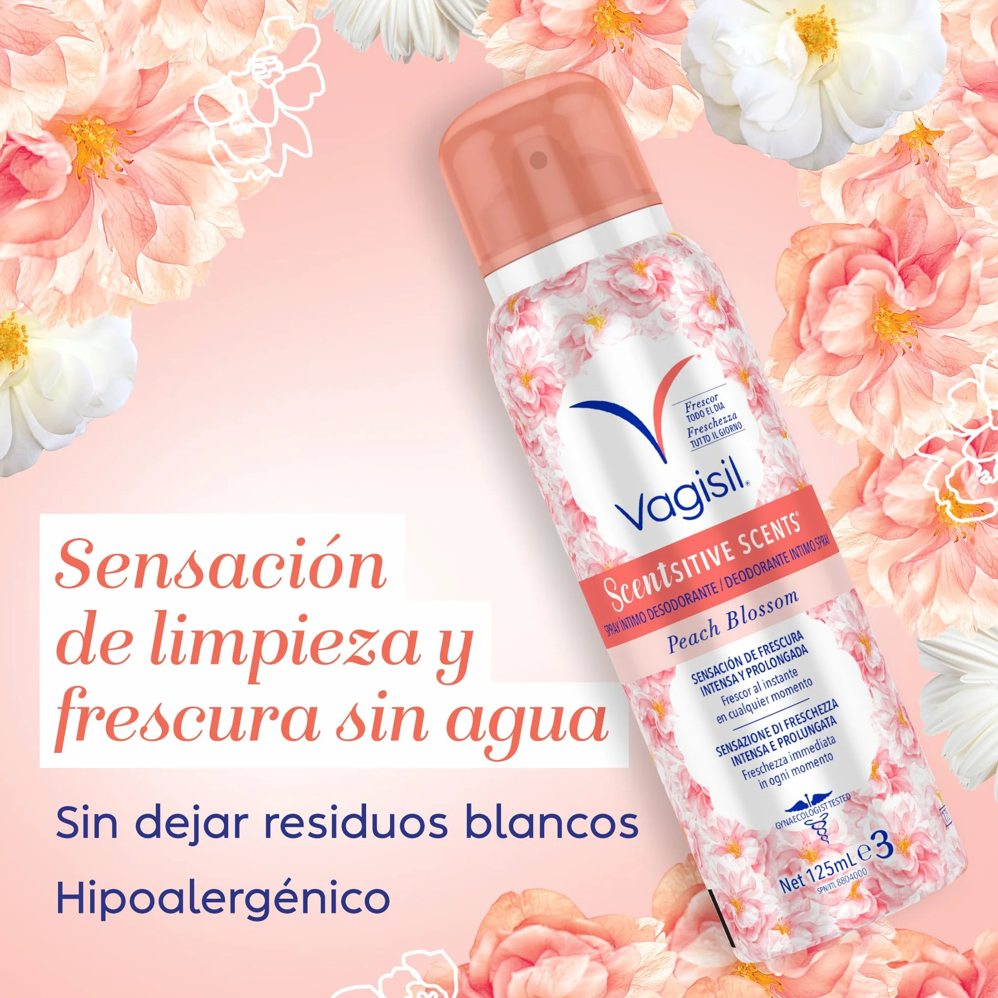 Vagisil Desodorante Íntimo Spray para Mujer, Higiene Íntima, 125 ml