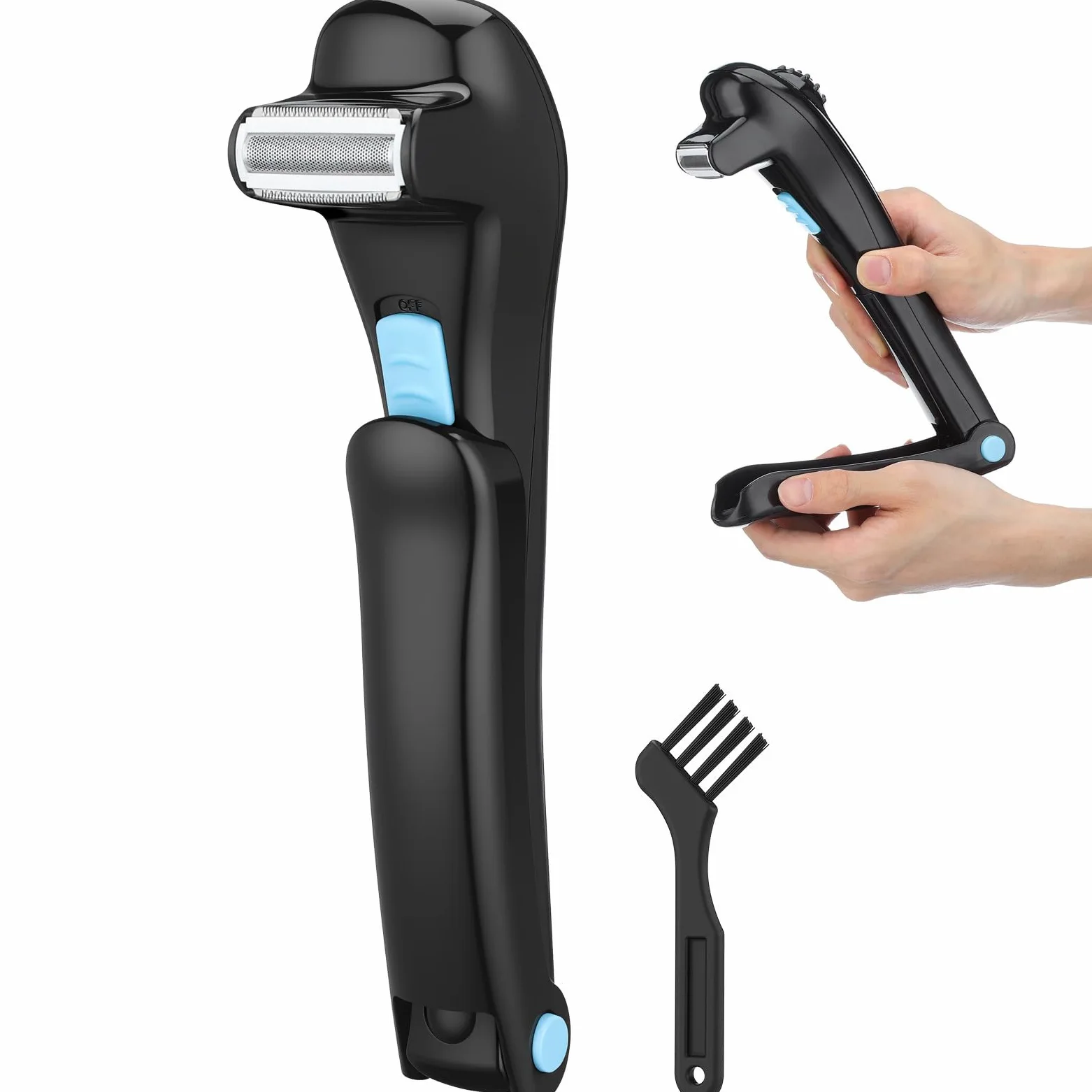 Depiladora Eléctrica Afeitadora Corporal Portátil sin Cables Negra para Espalda para Depilación Fácil y Confiable para Hombres Cuidado Personal en Viajes y Uso Diario