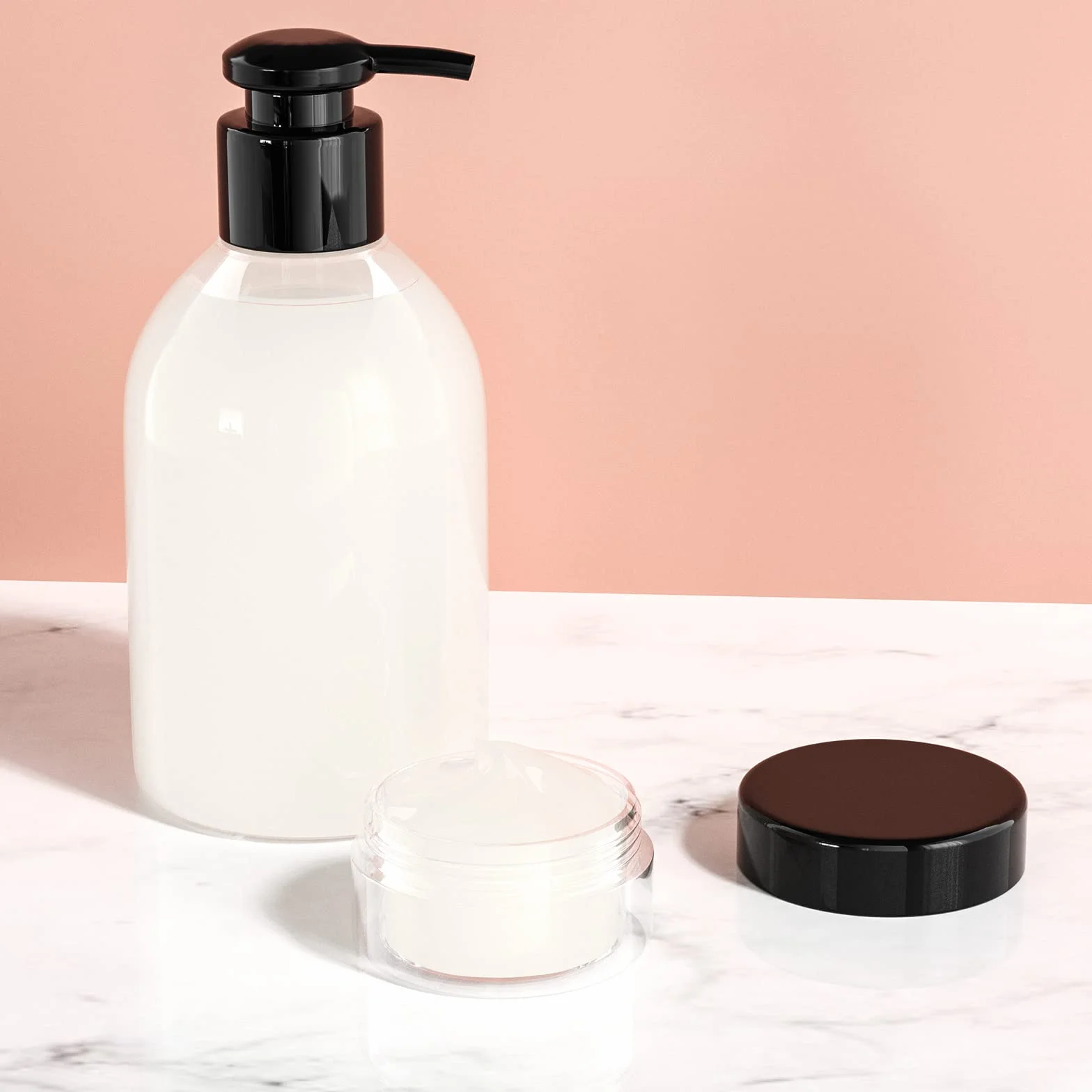Newaner 30 Piezas Tarros de Plástico 10g10ml Mini Contenedores Cosmético de Viaje Transparente con Tapón Roscas Lata Vacía con Pegatinas Negro