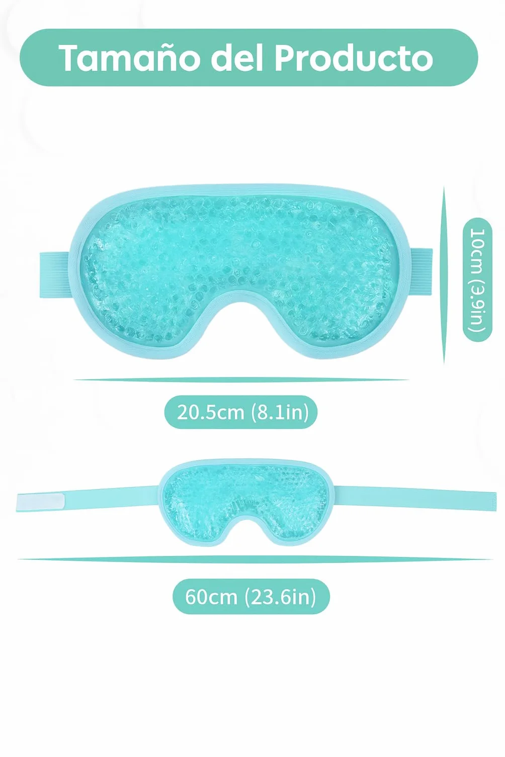 Máscara de Gel Frío y Calor para Ojos con PVC Médico y Felpa Suave, Alivio de Migrañas y Ojos Hinchados