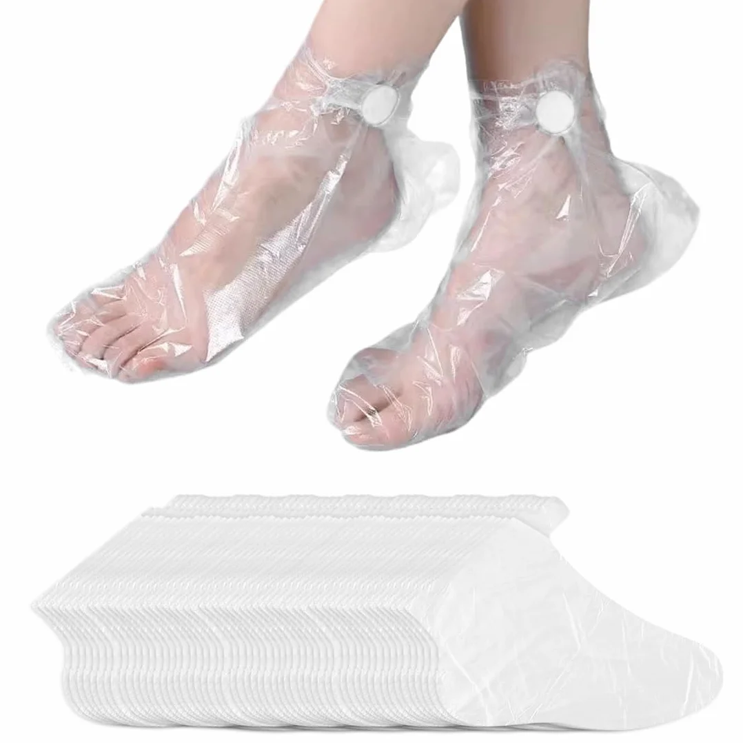 Calcetines Desechables para Baño de Parafina 100 Piezas, Bolsas Pedicura Transparentes
