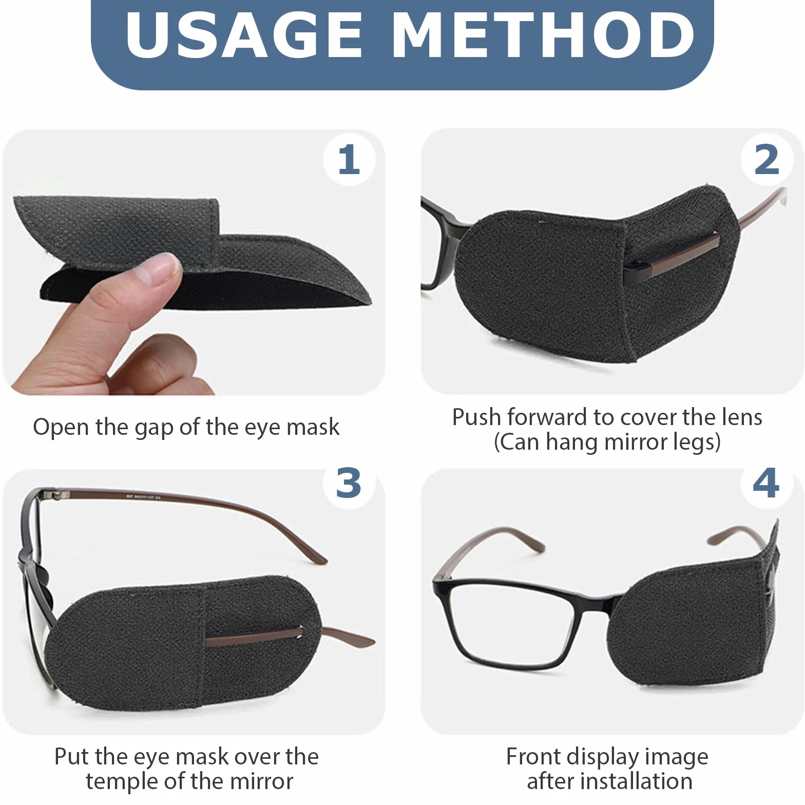 Parches Oculares Reutilizables de Tela No Tejida para Gafas, Ojo Derecho e Izquierdo, para Ambliopía y Estrabismo, Niños y Adultos