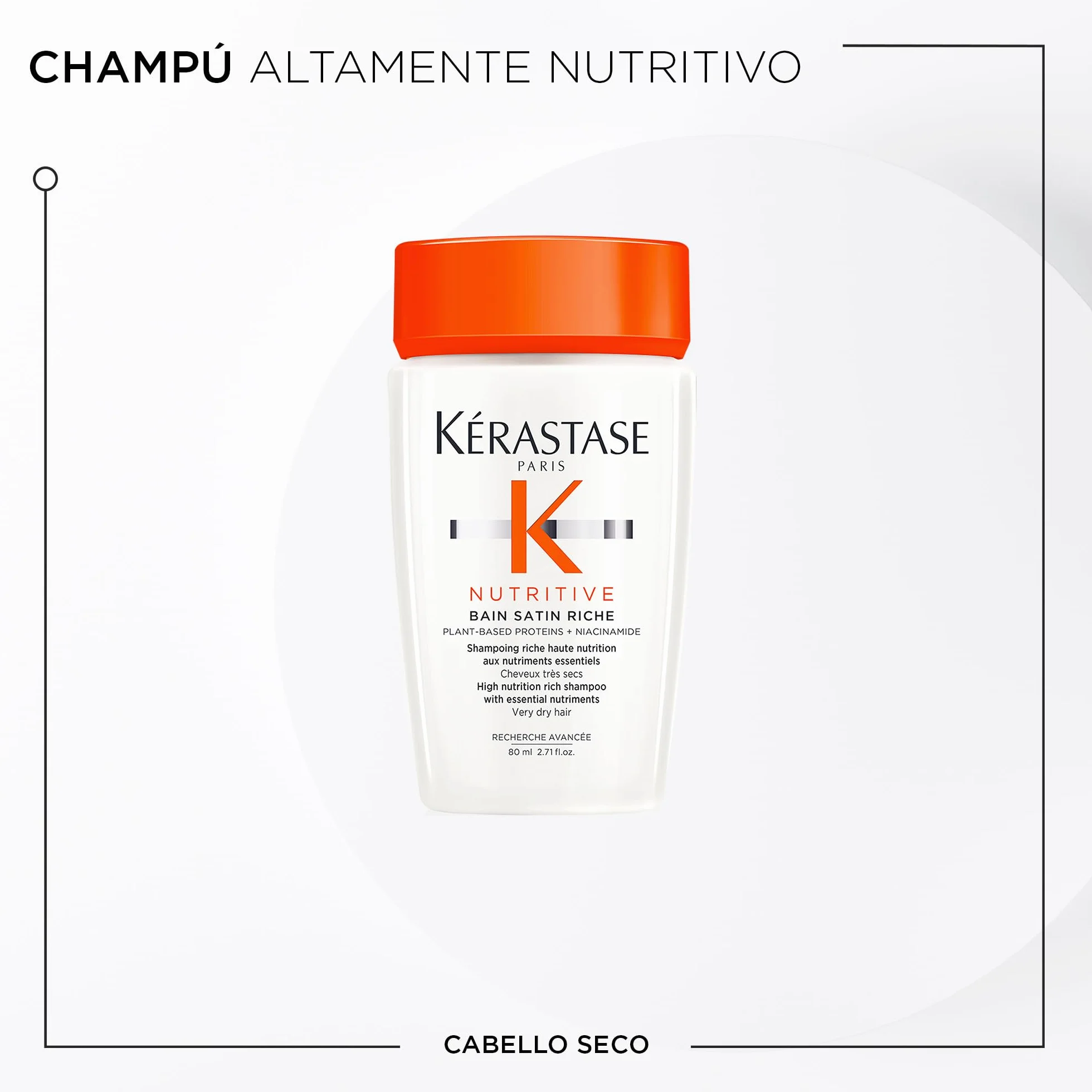 Kérastase Nutritive Kit Rutina Nutritiva Champú Bain Satin Riche 80ml Acondicionador Lait Vital 75ml Loción Nectar Thermique 50ml Cabello Seco