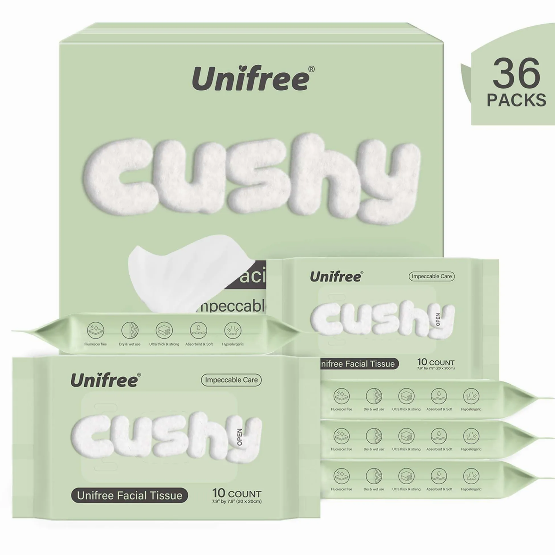 Unifree Toallas faciales, toallitas secas, removedor de maquillaje, sobre la marcha, 360 unidades | Toallitas faciales desechables para pieles sensibles