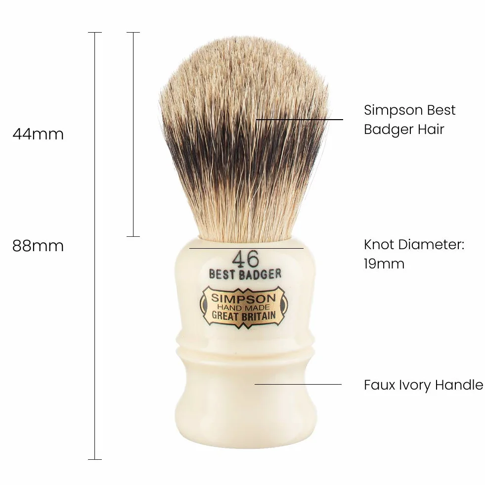 Simpson shaving brushes berkeley b best 46 - Brocha de afeitar de pelo de tejón, hecha a mano en el reino unido
