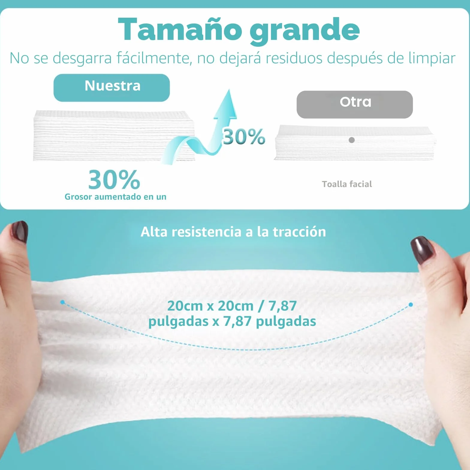 Toallas Desechables Algodon 100 Unidades Biodegradables para Cuidado Piel y Maquillaje