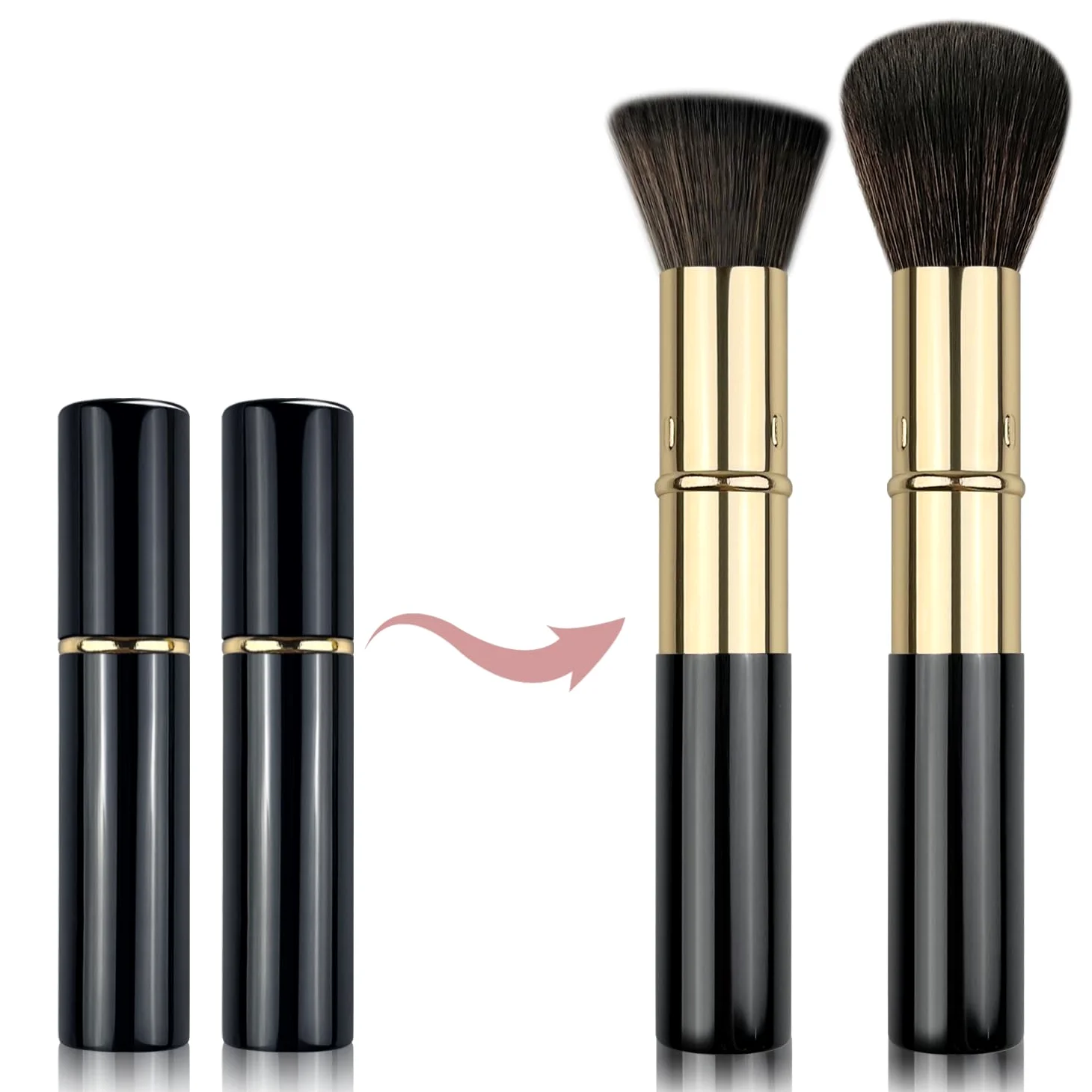 Brochas de maquillaje en polvo Kabuki para rubor facial, 2 unidades, para crema mineral BB