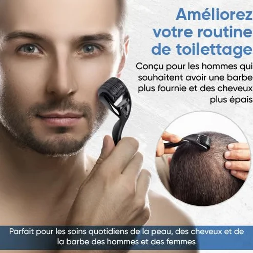 Dermaroller 0.5 mm para Crecimiento del Cabello y Barba – Microneedling Estimulante Folículo Capilar Uso Facial Hombre Mujer