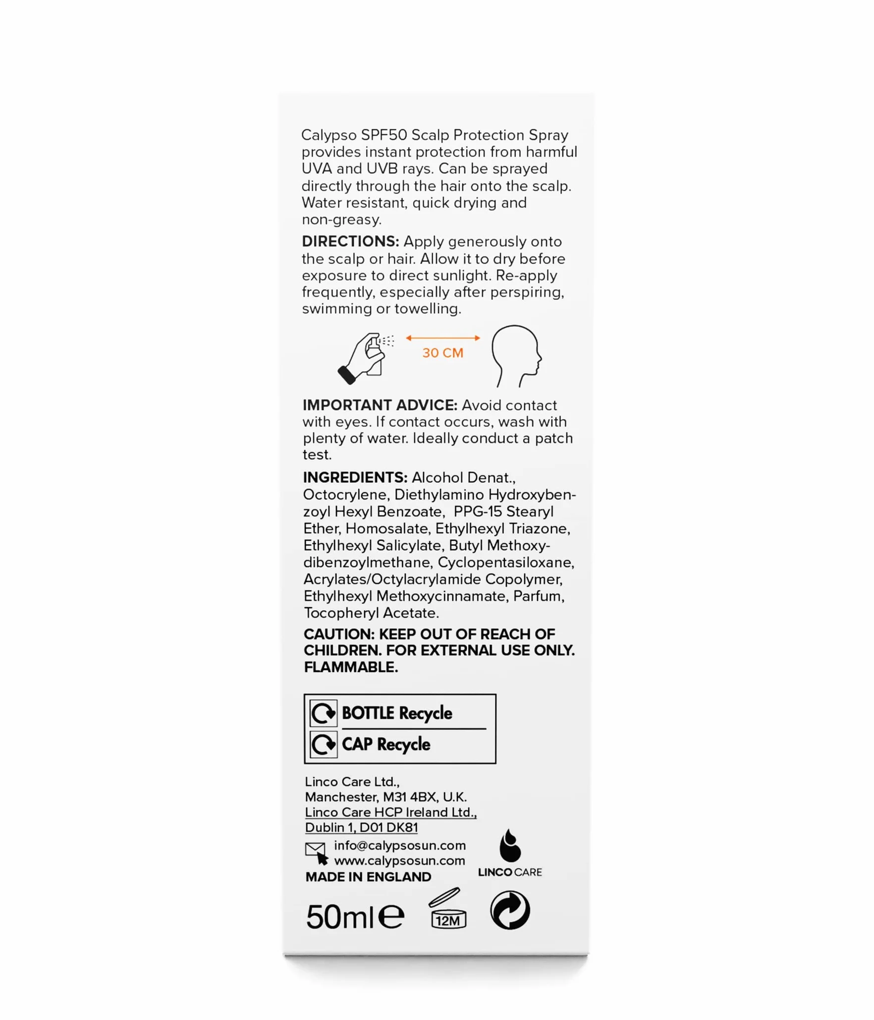 Calypso Spray protector del cuero cabelludo SPF50 50ml Transparente
