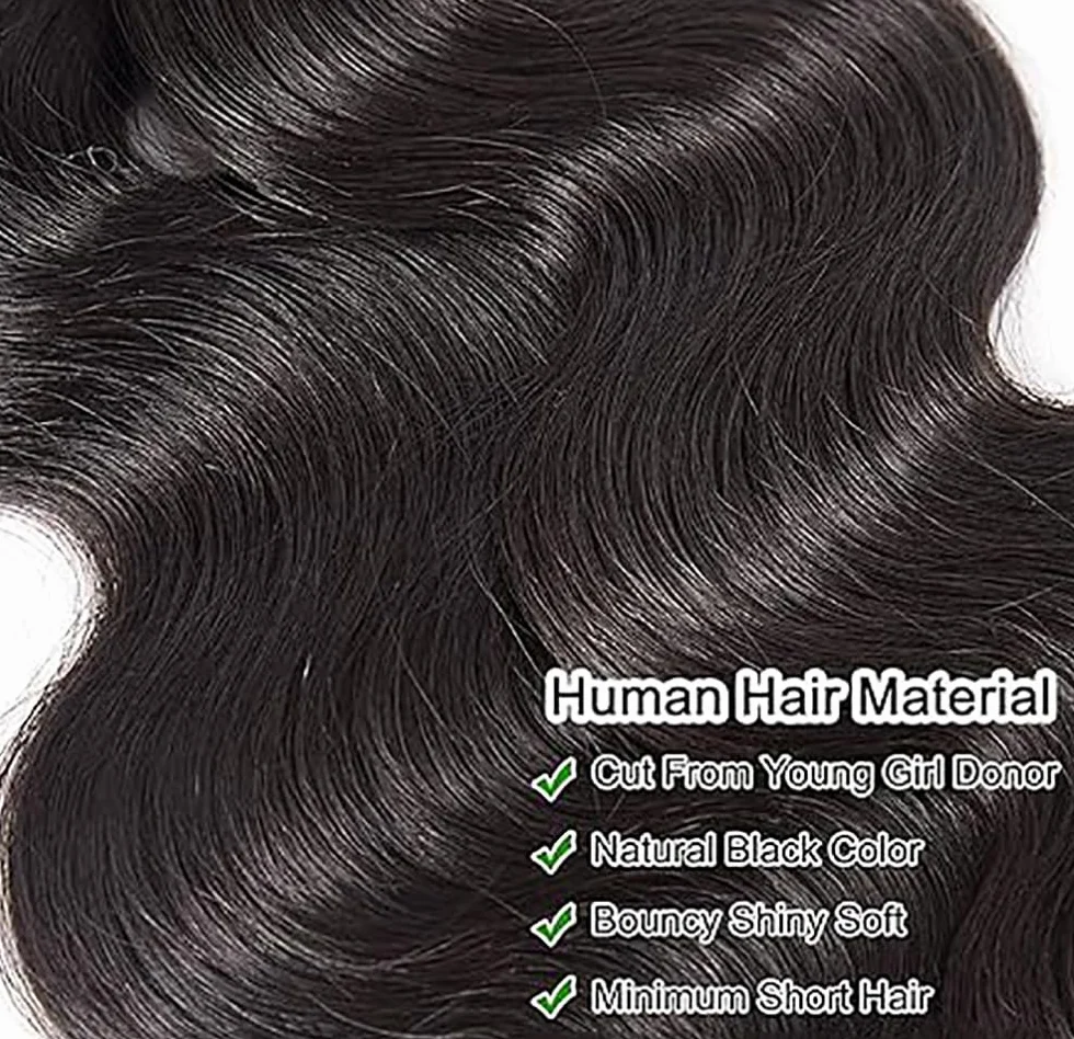 2Shoaiye 50 g #1B BB paquetes de cabello humano 32 pulgadas