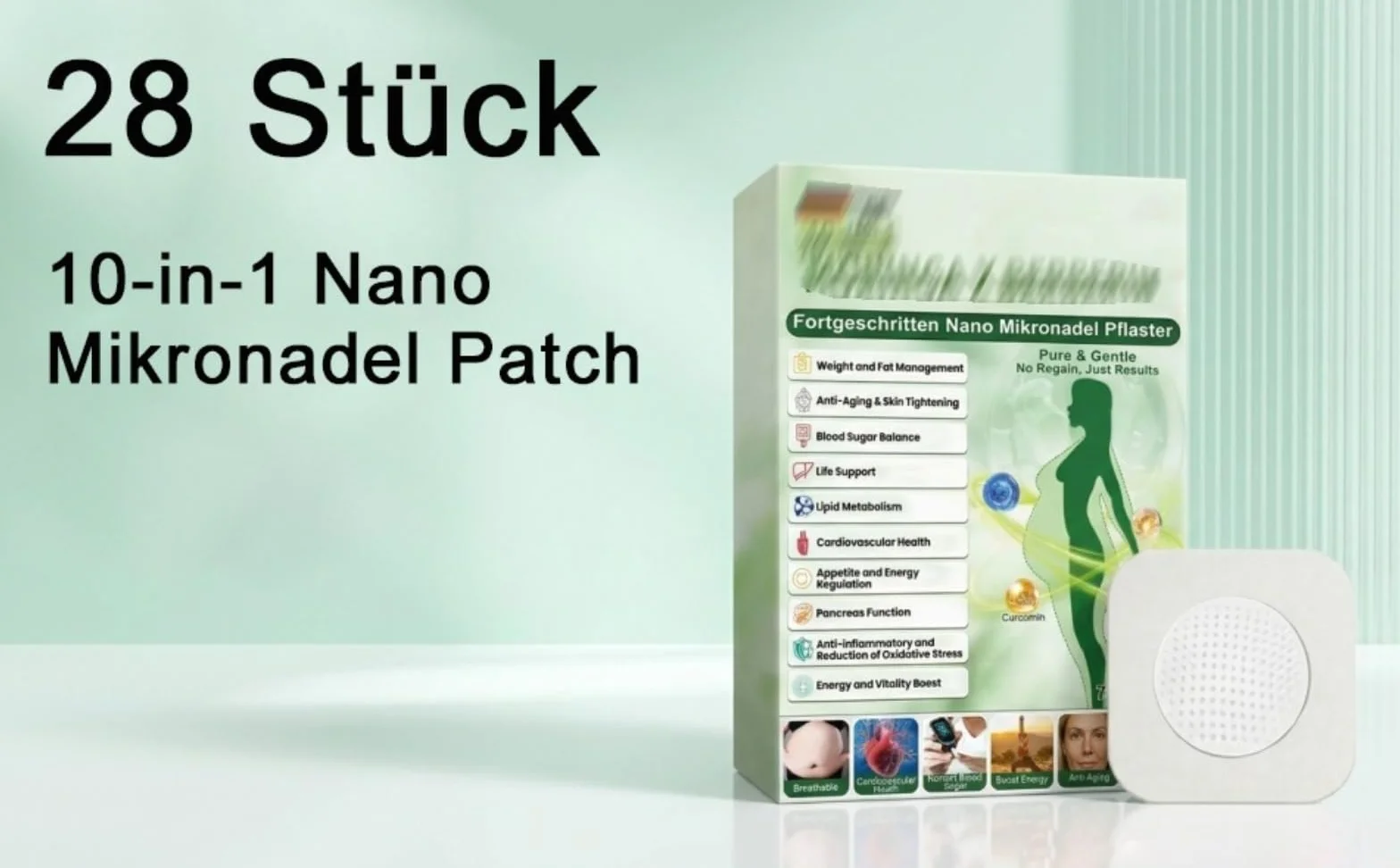 Parches Adelgazantes 10 en 1 Nano Micro Agujas, Apósitos de Belleza Moringa para Cuidado Corporal