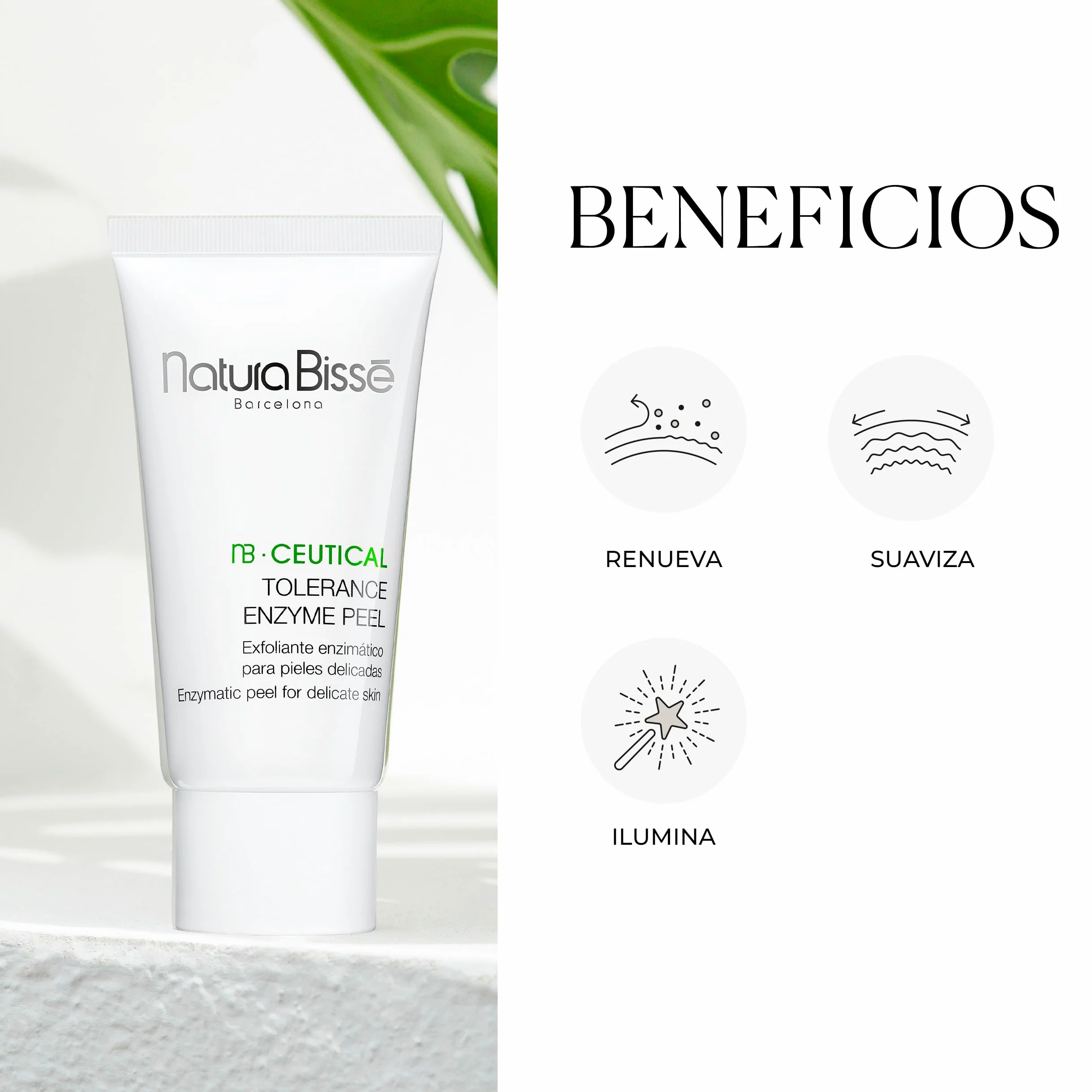 Natura Bissé Tolerance Enzyme Peel | Exfoliante Facial Enzimático para Pieles Sensibles con Ácido Salicílico, Ácido Láctico y Extractos de Nopal y Papaya | 50 ml