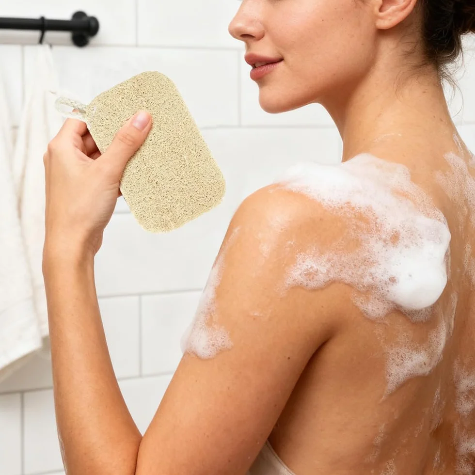 Esponja de lufa natural exfoliante corporal 3 unidades ecológica biodegradable para ducha y cuidado corporal