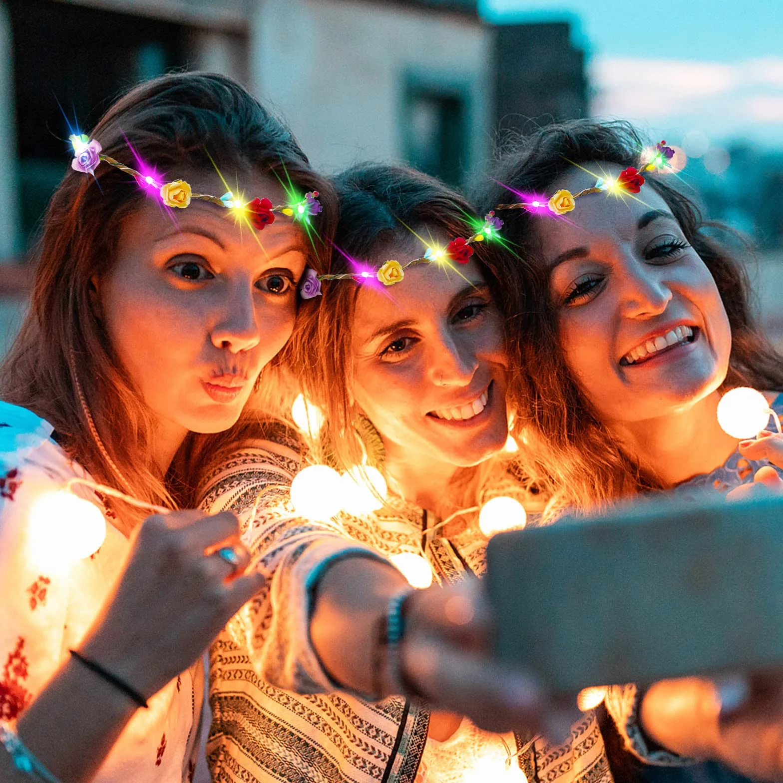 Diademas LED Intermitentes de Flores para Fiesta, Halloween, Navidad, Boda