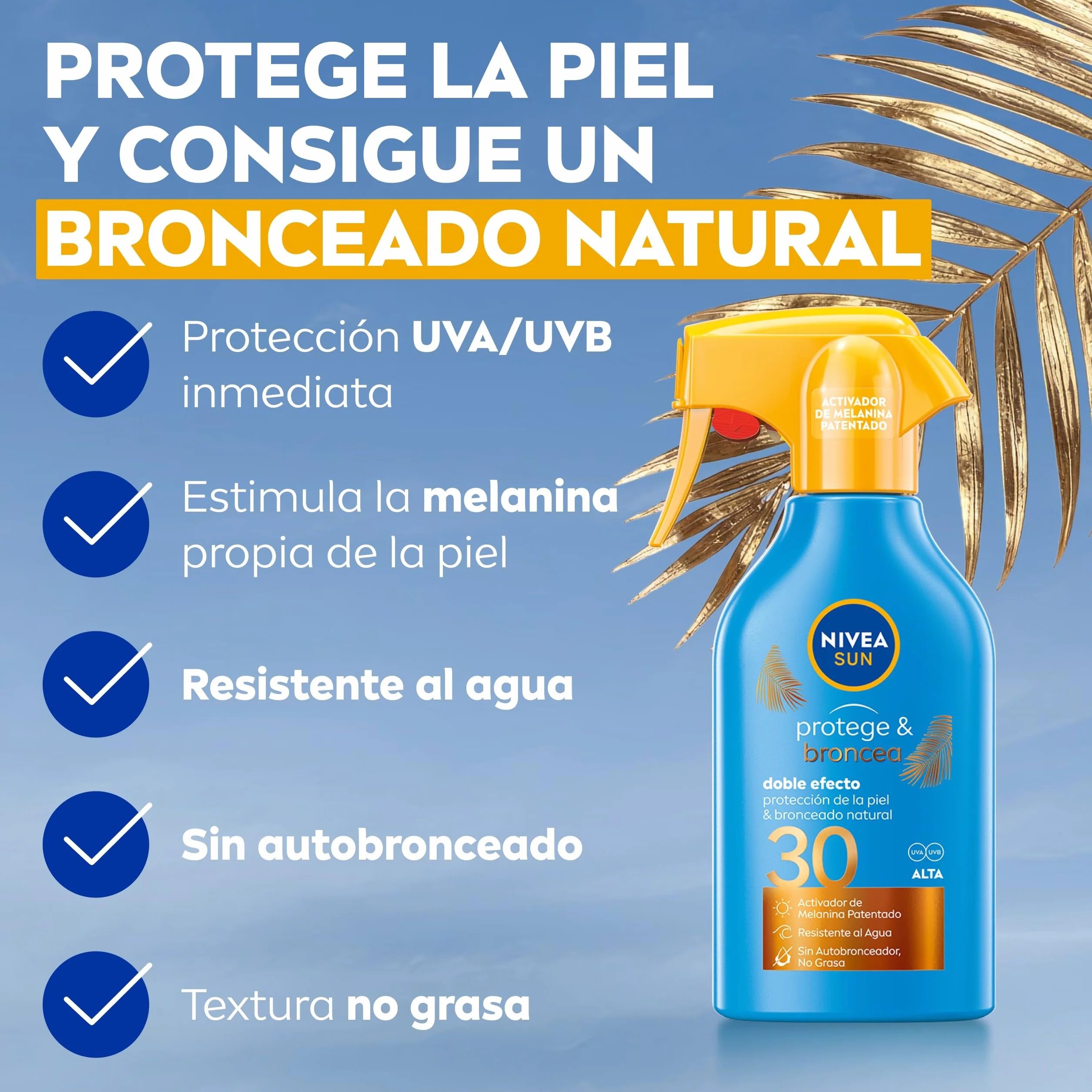 NIVEA SUN Spray Solar FP30 Protector Solar Corporal Estimula el Bronceado Natural 270 ml