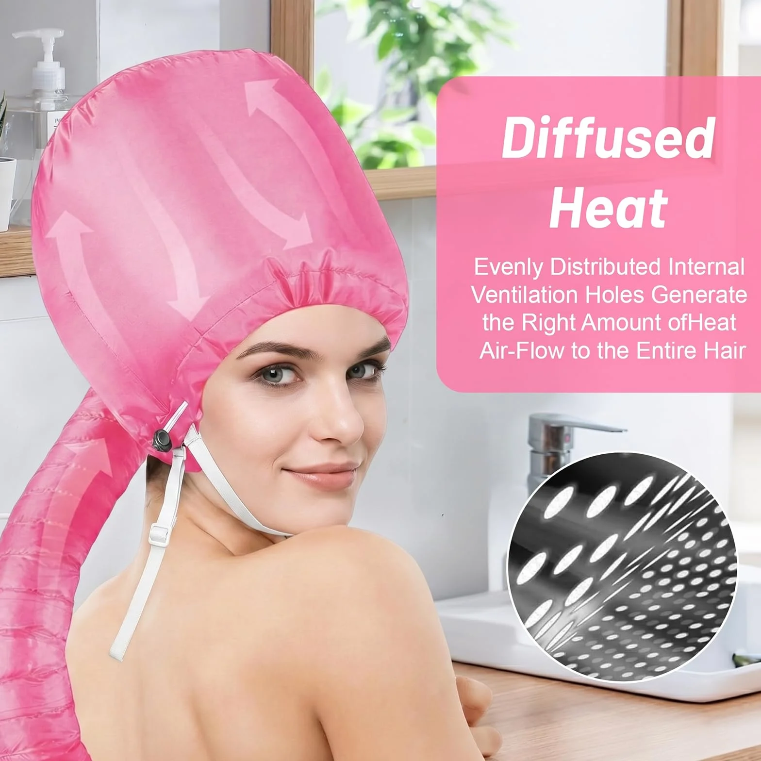 Gorro Secador de Pelo con Cordón Ajustable para Secar y Peinar