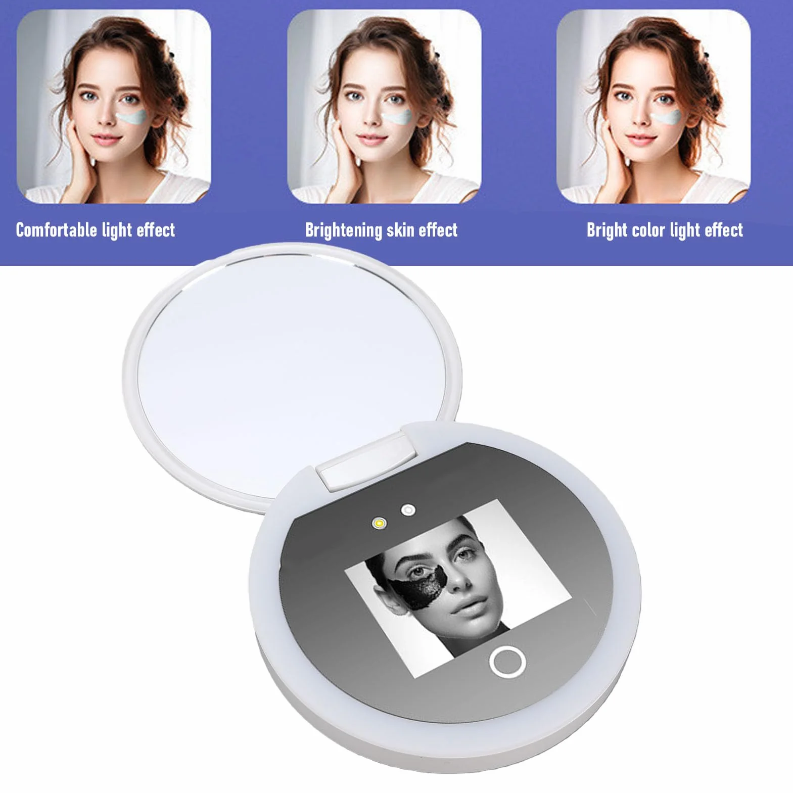 Tosuny Espejo de Cámara UV para Prueba de Protector Solar y Detección de SPF, Espejo de Maquillaje con Aumento 2X y Luz LED