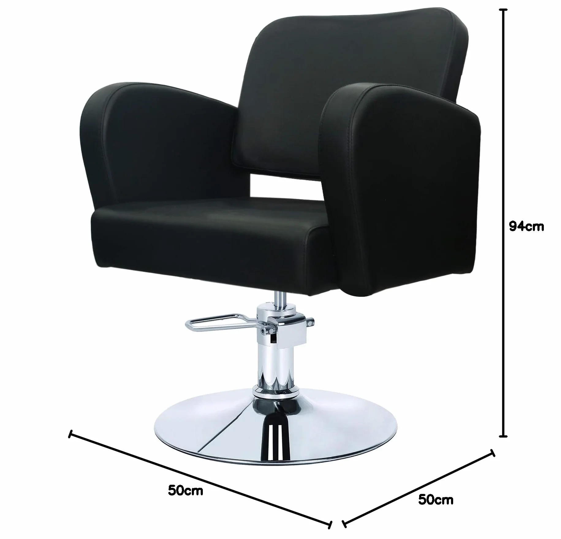 Sillón Profesional de Peluquería 360º Giratoria Base Fijo Apoyapies Metal Altura Regulable Asiento Suave Piel