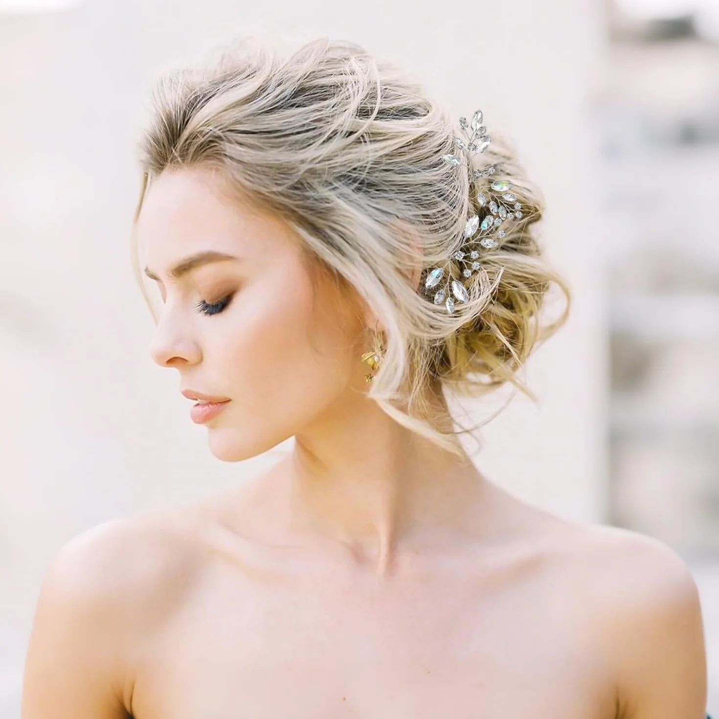 Accesorios para el cabello de boda, horquillas de novia con cristales y diamantes de imitación (plata)