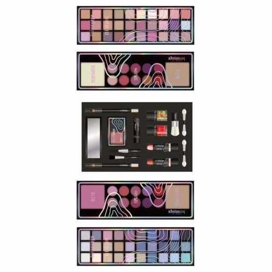 Bonvoyage Kit Maquillaje Mujer con Sombras de Ojos, Colorete, Pintalabios, Máscaras de Pestañas y Brochas