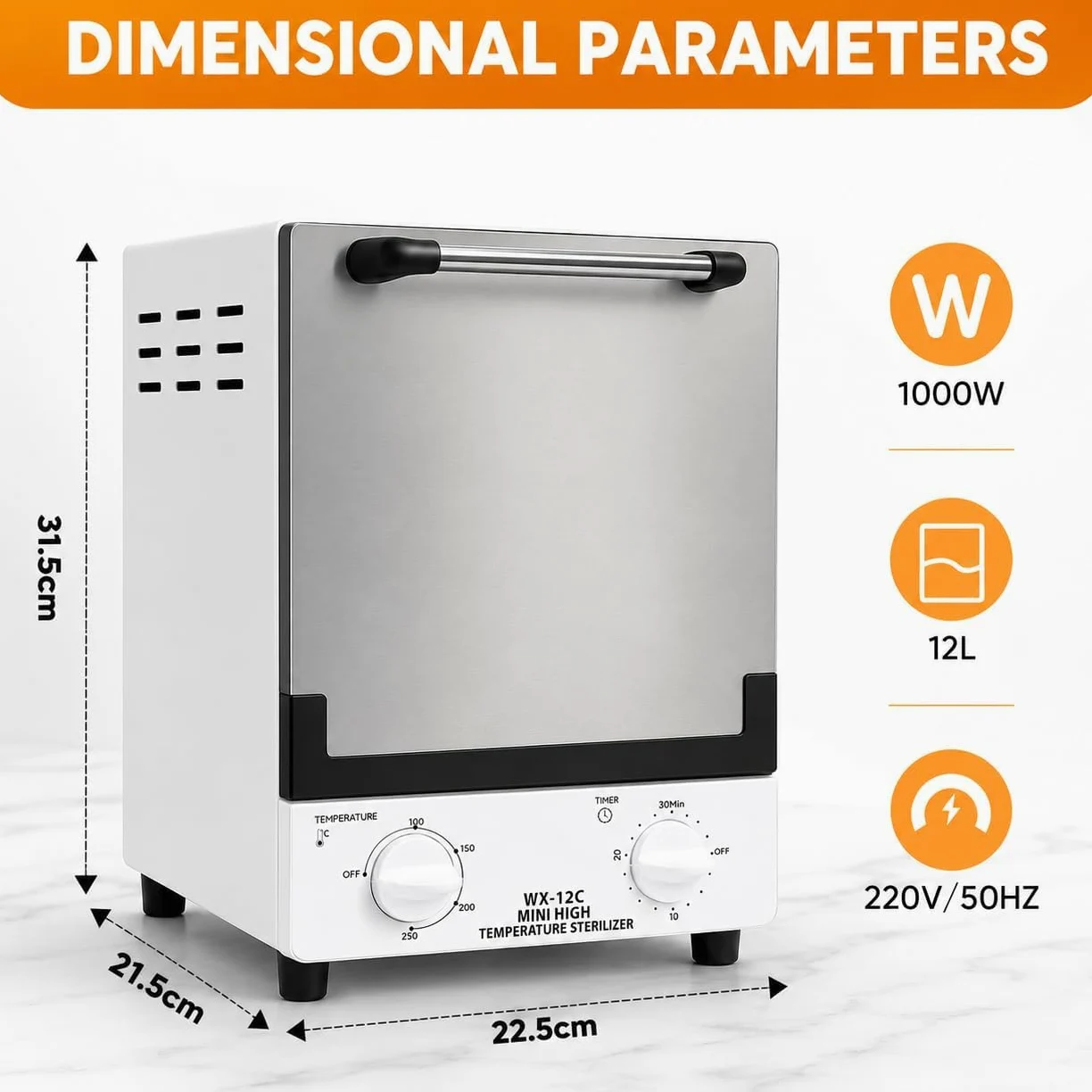 Esterilizador de herramientas infrarrojas de 12 L con temporizador y 4 niveles de temperatura | Dos bandejas extraíbles y recipiente interior lavable para salones, clínicas y spas