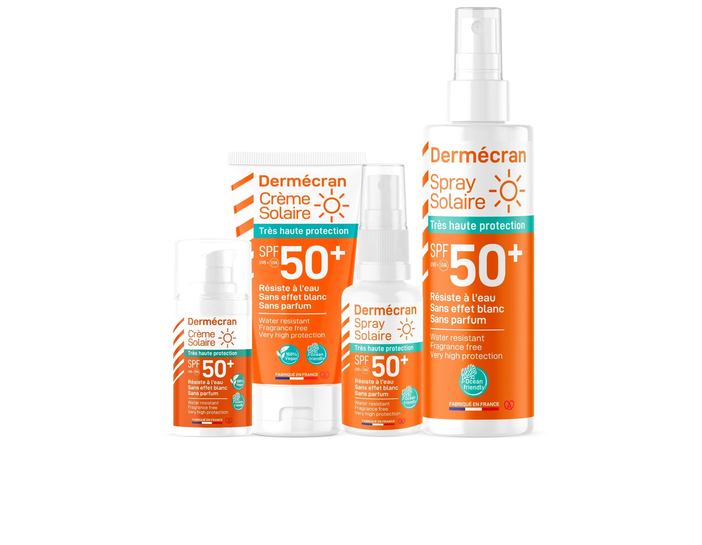 Lote de 6 - Dermecran - Protector solar SPF50+ - Cara y cuerpo - Fórmula vegana & Ocean Friendly - Resistente al agua - Para toda la familia a partir de 3 años - Tubo de 50 ml