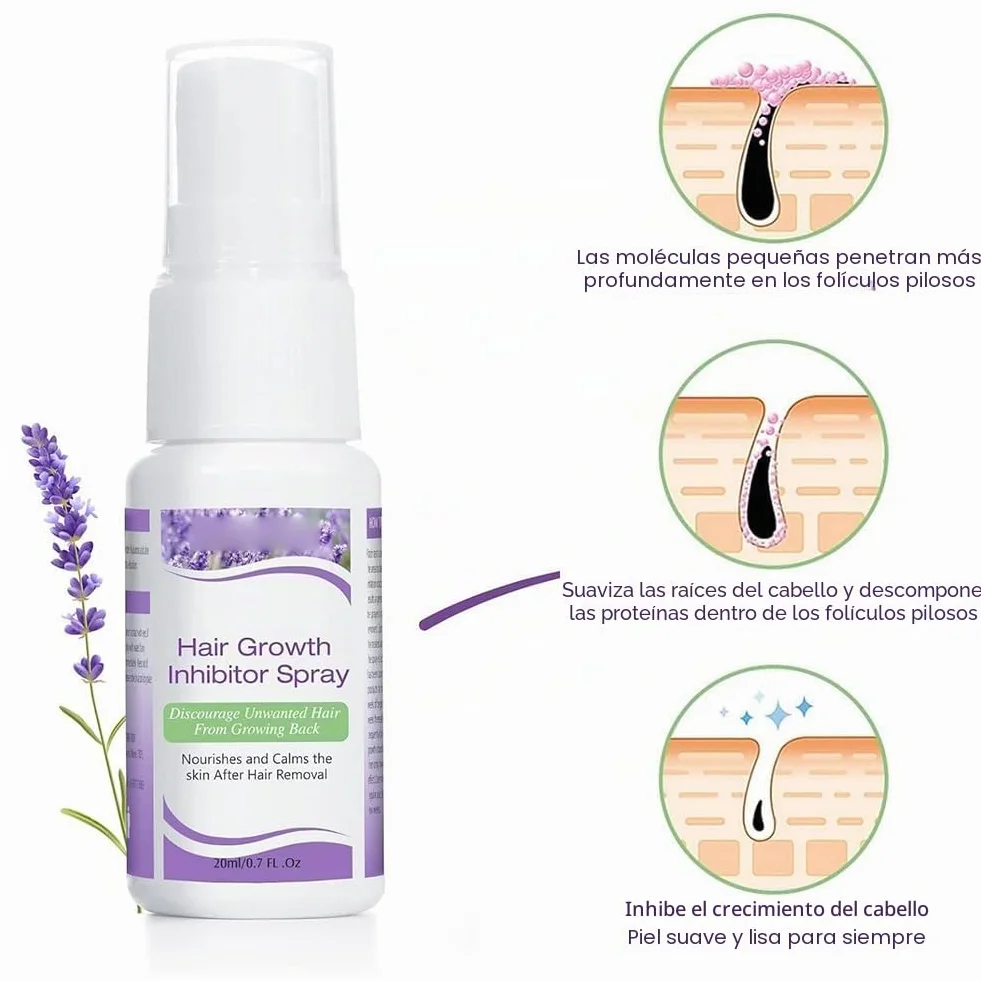 Spray Depilatorio Inhibidor del Crecimiento del Cabello, 20 ml
