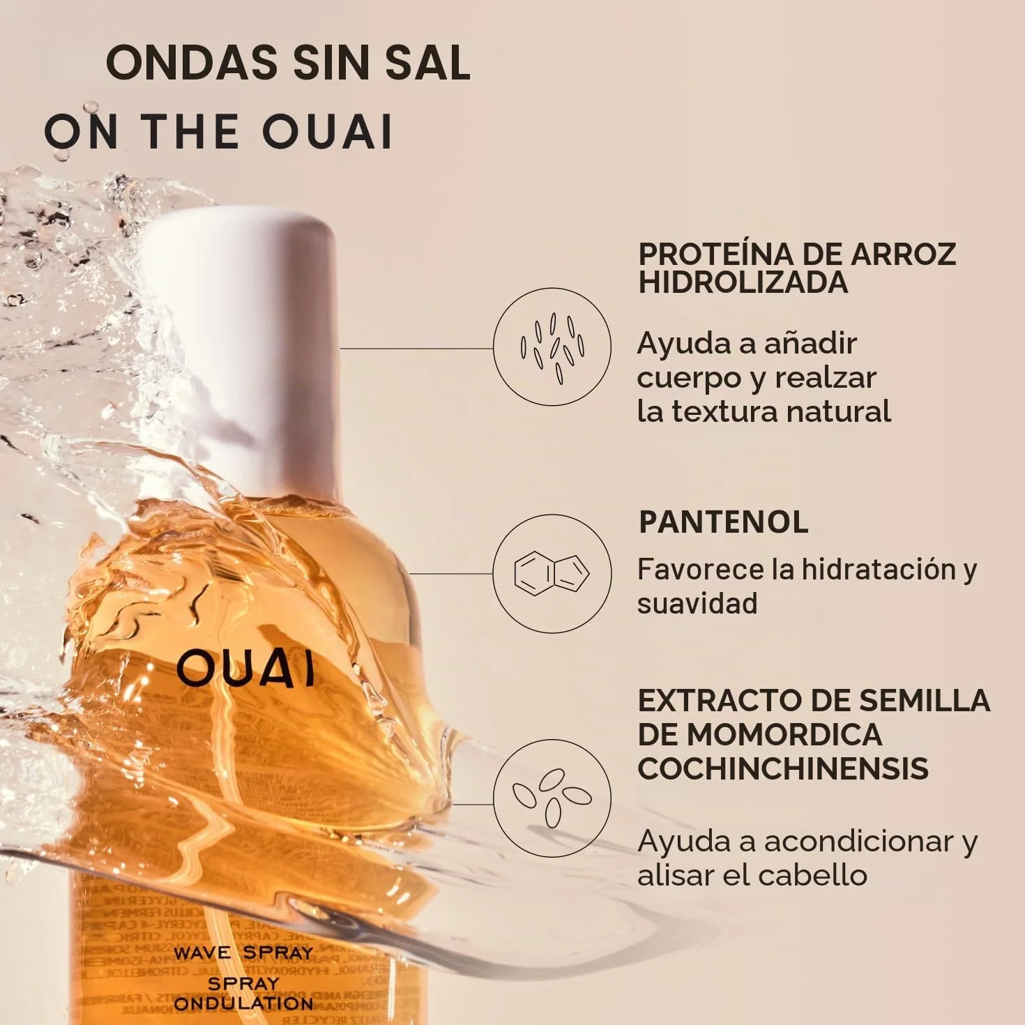 OUAI Spray de Textura Tamaño de Viaje - Spray Texturizante para Cabello con Aceite de Coco y Proteína de Arroz
