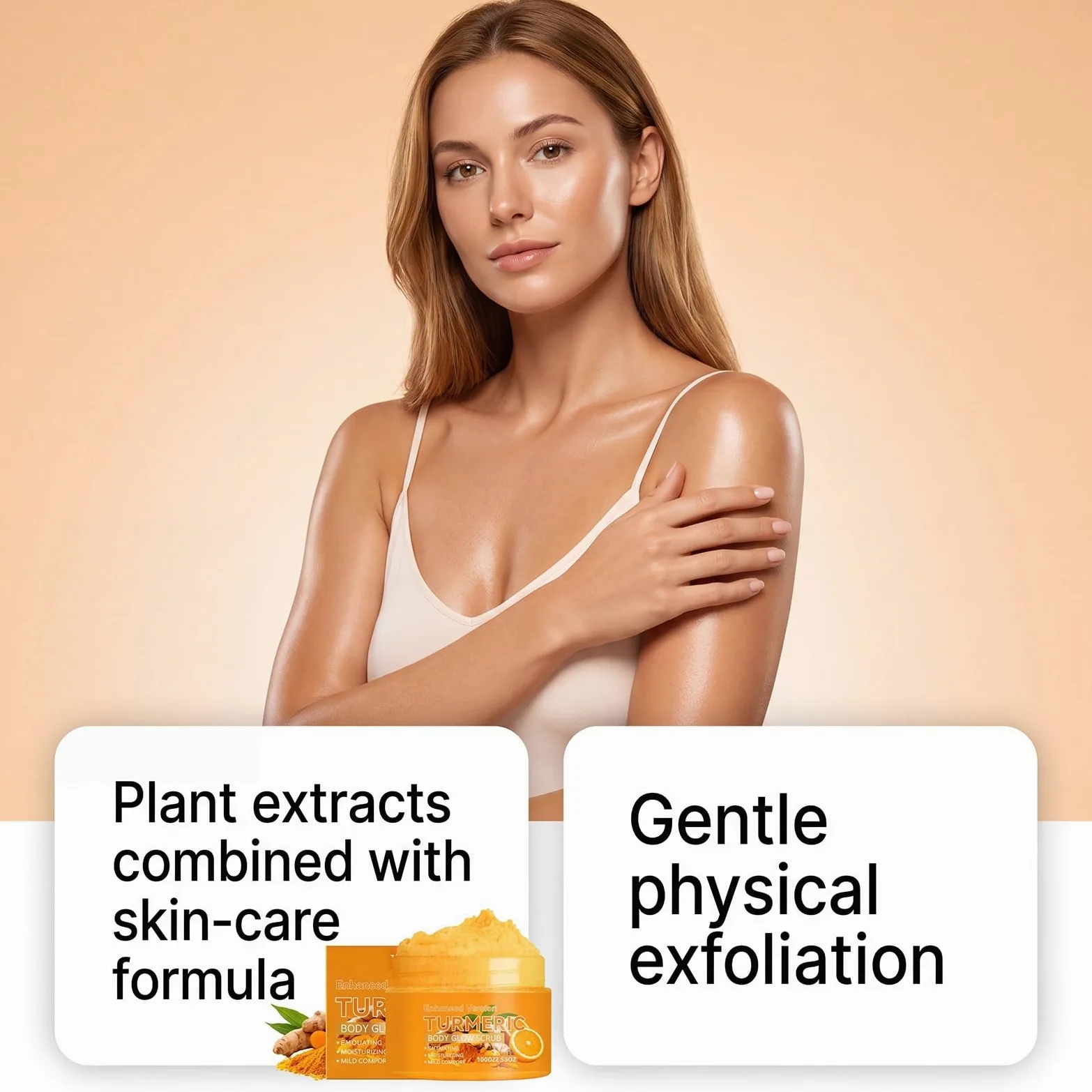 Exfoliante corporal de cúrcuma con vitamina C, exfoliante nutritivo (6 unidades) | Exfoliante corporal para piel áspera y seca, exfolia suavemente el cuerpo, manos y pies para pieles más suaves