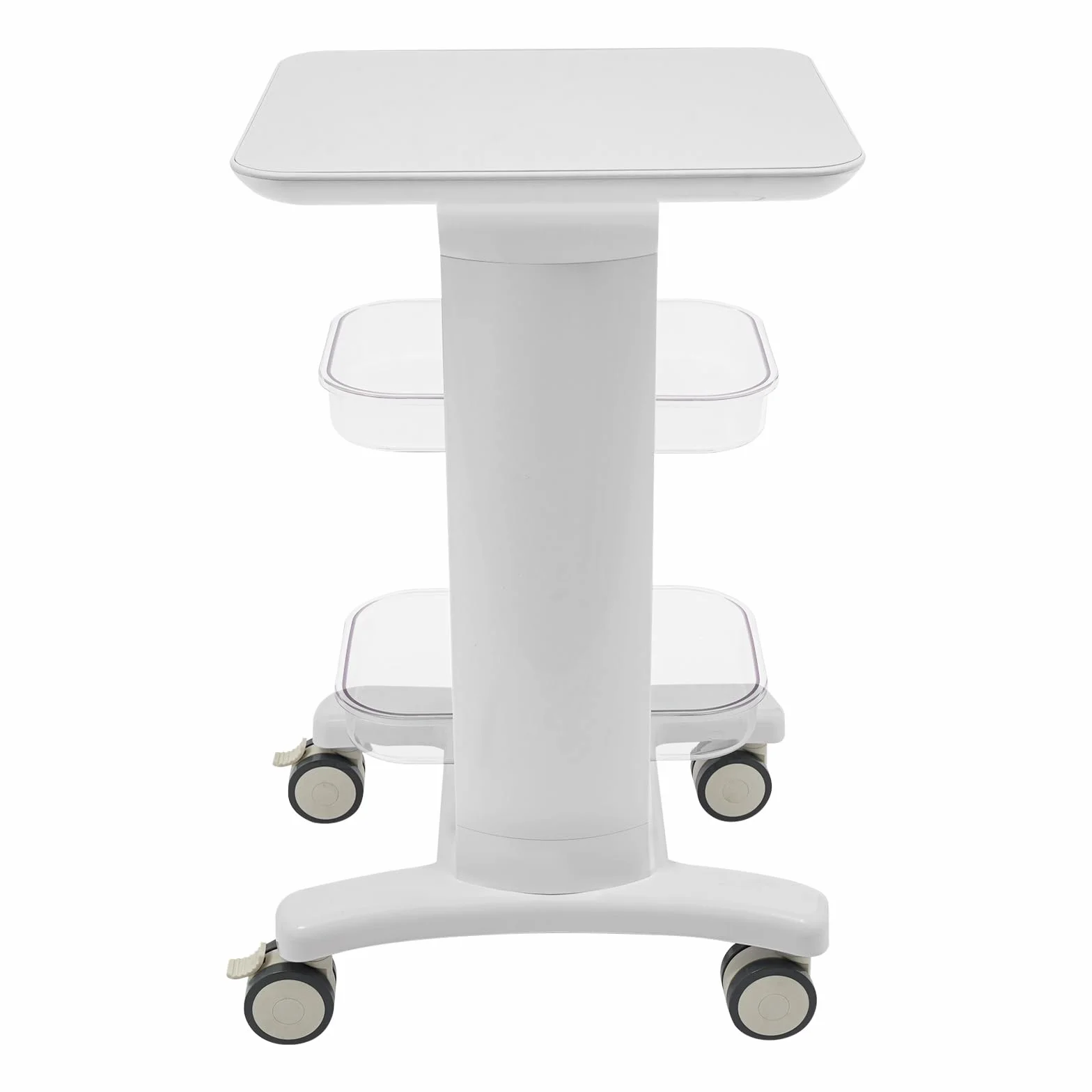 Beauty Salon - Carrito médico con 2 compartimentos y 4 ruedas universales, carrito de cosméticos, carrito de instrumentos para laboratorio, clínica, salón de belleza, color blanco