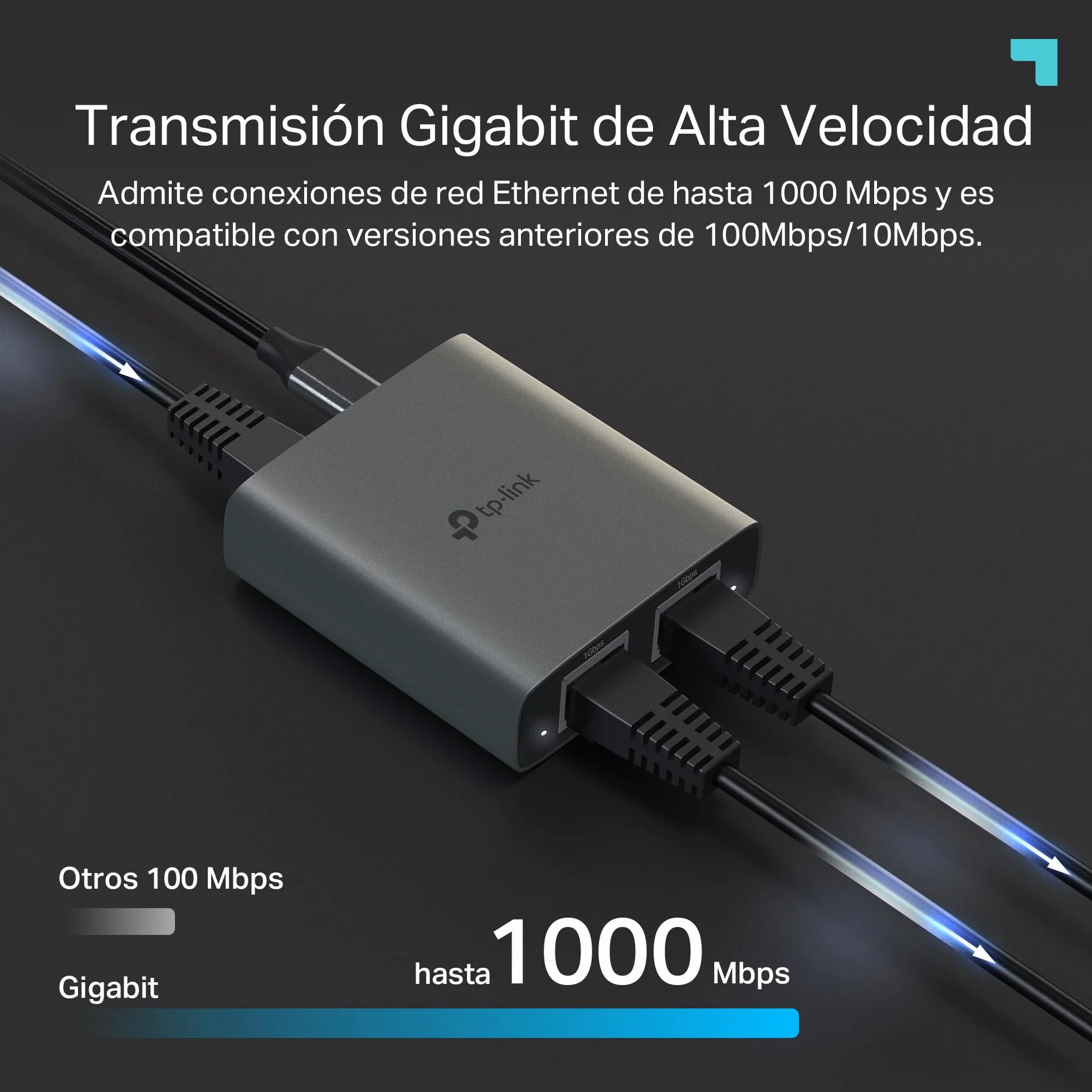 TP-Link EH210 Switch Ethernet Gigabit 1 a 2 Puertos RJ45 Splitter Duplicador 1000 Mbps