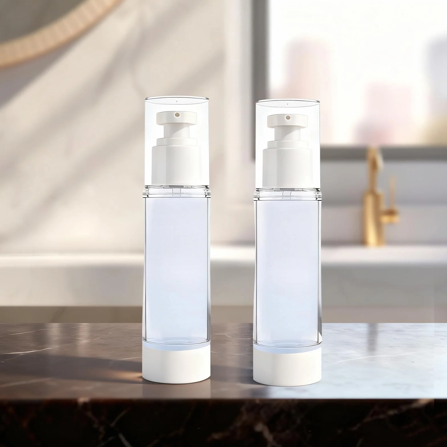 80ml Dispensador De Crema 6 Piezas Airless Pump Dispensador Crema, Botellas De Loción Al Vacío, Rellenables, con Pegatinas, para Loción, Crema Facial, Crema De Manos, Champús, Acondicionadores