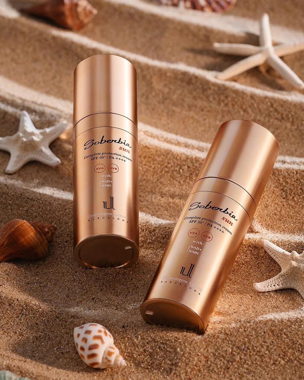 Soberbia Sun SPF 50+ Unapologetic Luxury – Crema Antiedad Global y Protector Solar Facial con NAD+ y NMN | Protección UVA/UVB, Luz Azul y Polución | Tecnología Airless, 30ml