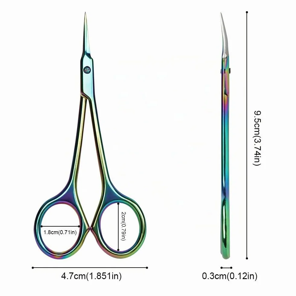 Beugo Tijeras Profesionales para Uñas, Inoxidable Curvas para Cutículas, B-Color Titanio