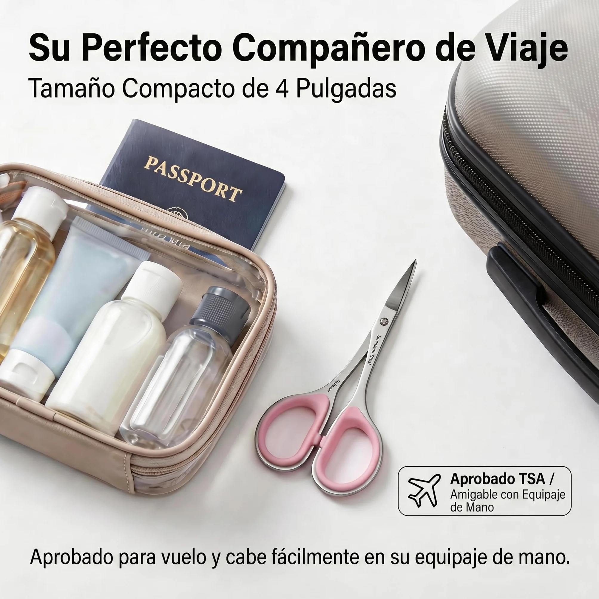 PAFASON Tijeras Cutículas 2 Piezas Punta Curva Recta Manicura Pedicura Estuche Cuero Premium