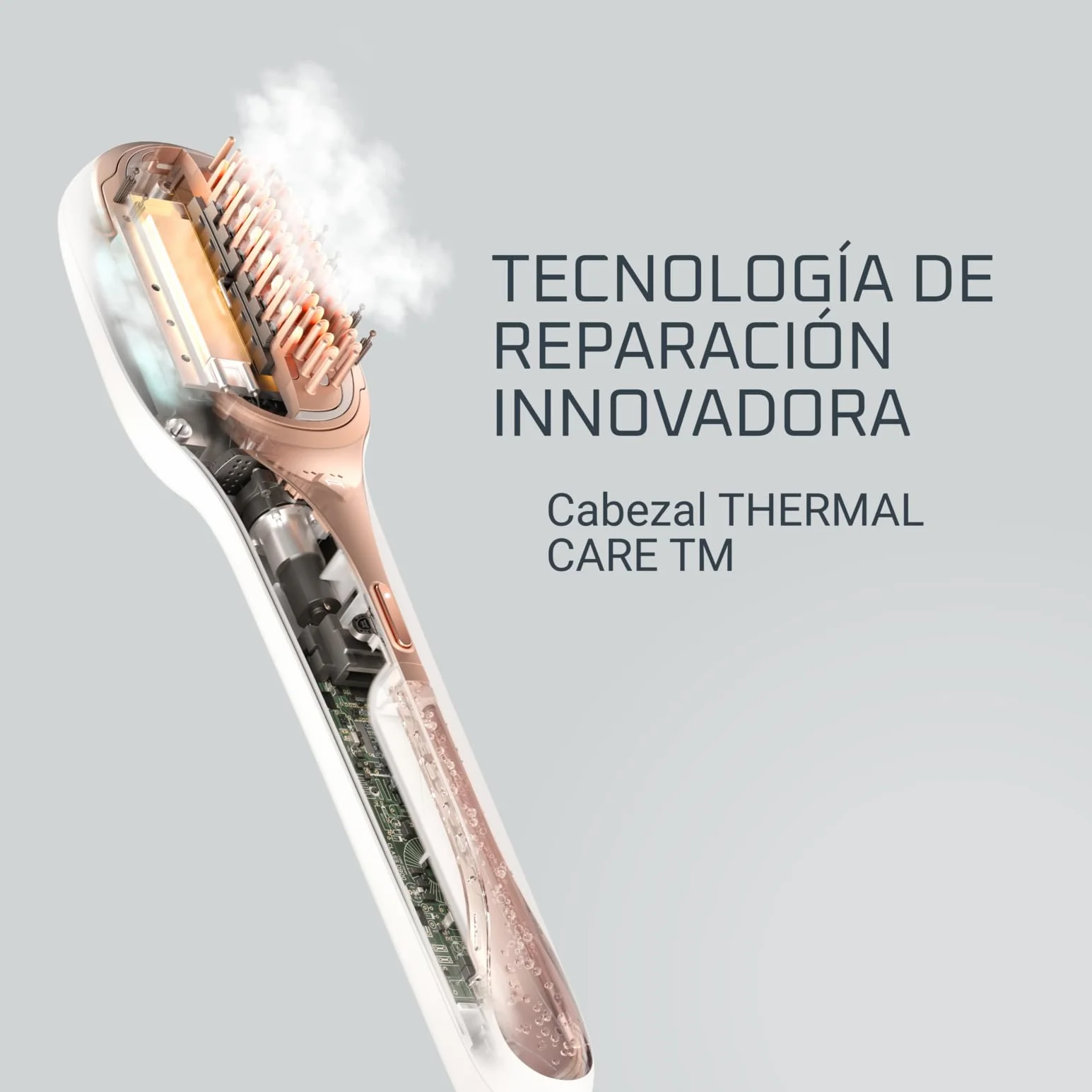 Rowenta Cepillo reparador a vapor CF9920 Thermal Care, cerdas naturales