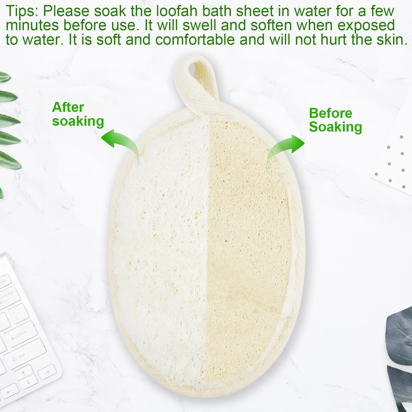 Esponjas naturales de luffa para el cuerpo, exfoliante de ducha reutilizable