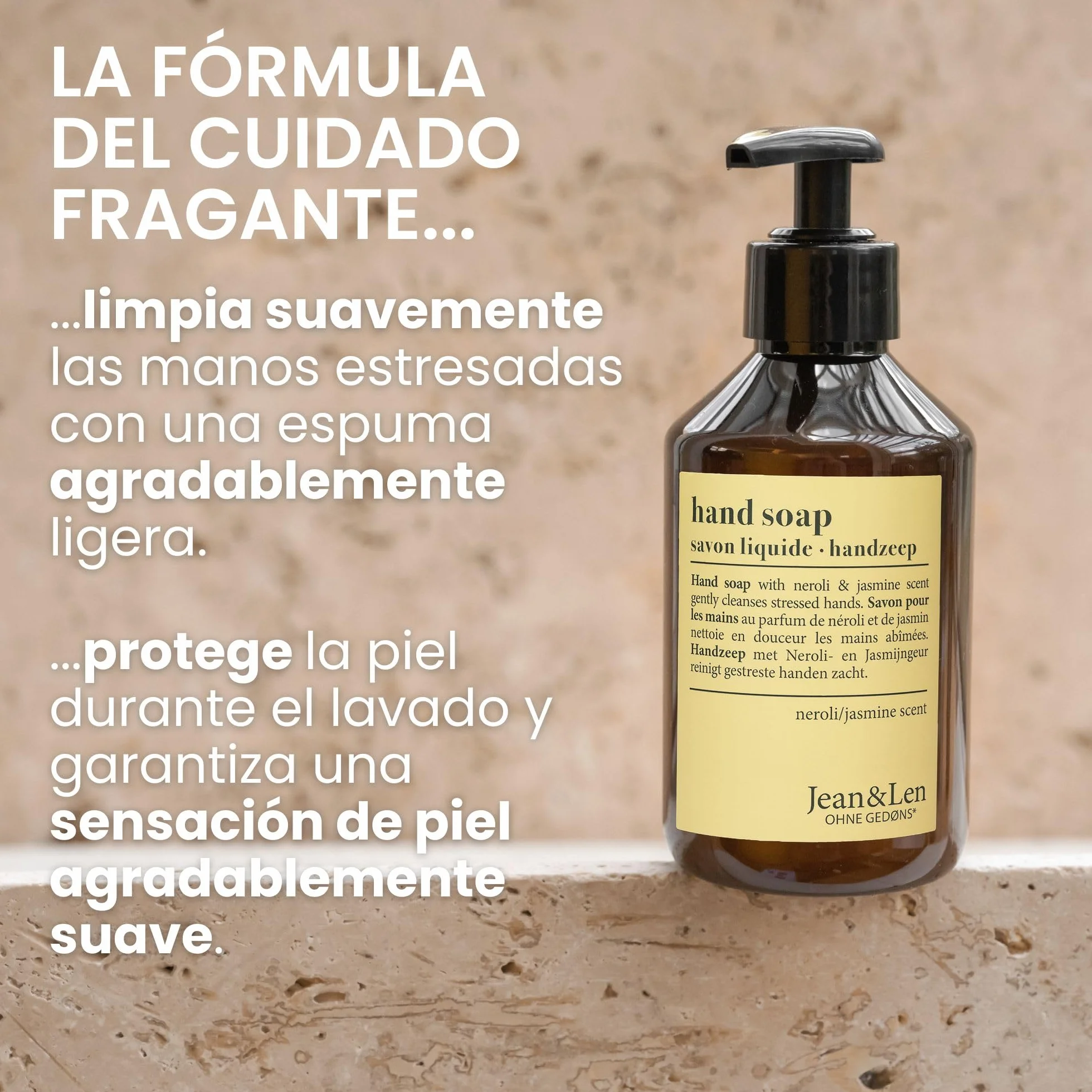 Jean & Len Jabón de manos Neroli y jazmín, 250 ml, sin parabenos, vegano